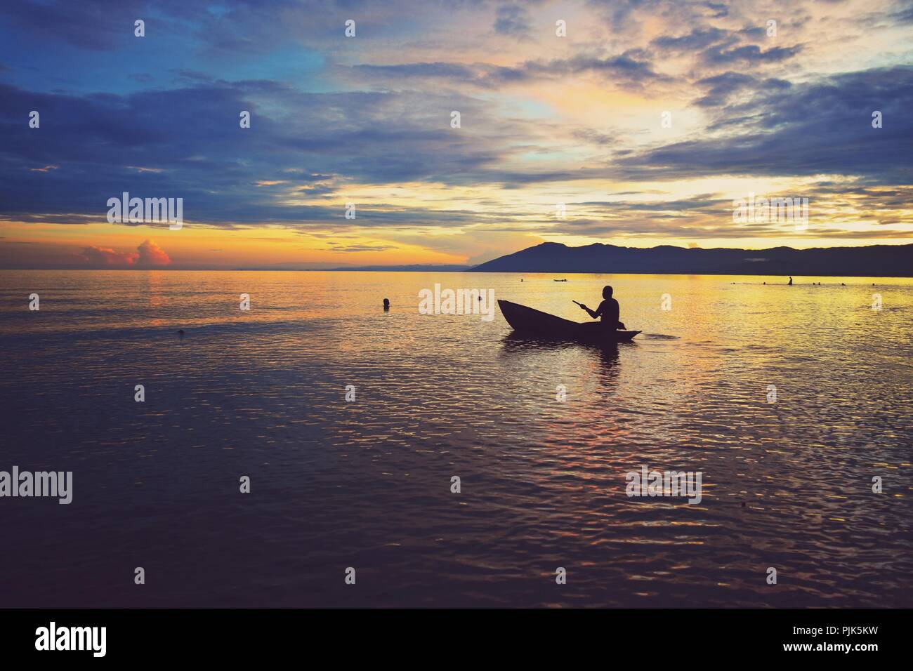 Golden ora a Kande Beach, il Lago Malawi,Malawi Foto Stock