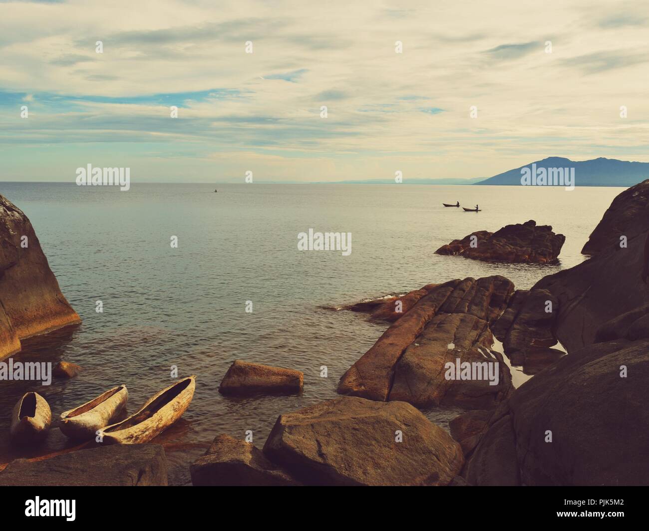 Golden ora a Kande Beach, il Lago Malawi,Malawi Foto Stock