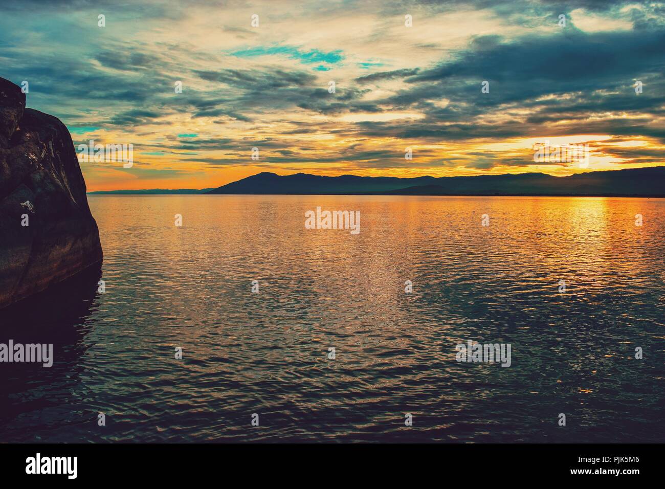 Golden ora a Kande Beach, il Lago Malawi,Malawi Foto Stock