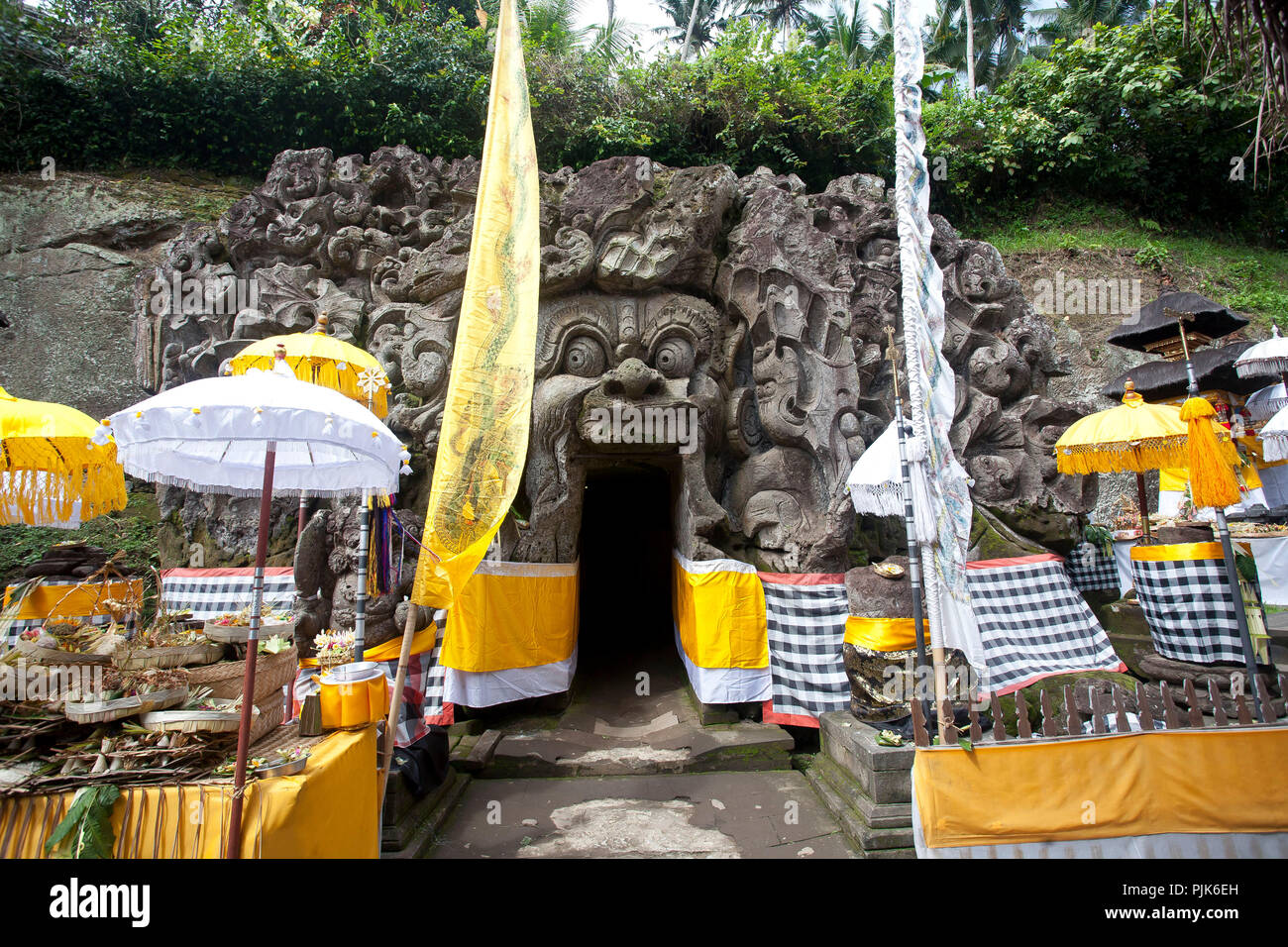 Ingresso alla grotta di elefante Goa Gajah, Goa Gaja tempio, Ubud, Bali, Indonesia Foto Stock
