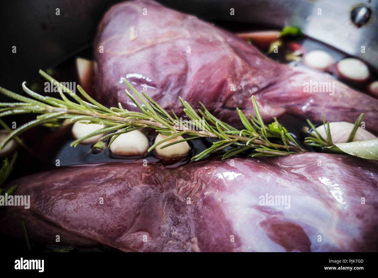 Haunch Marinaded di cervo, close-up Foto Stock