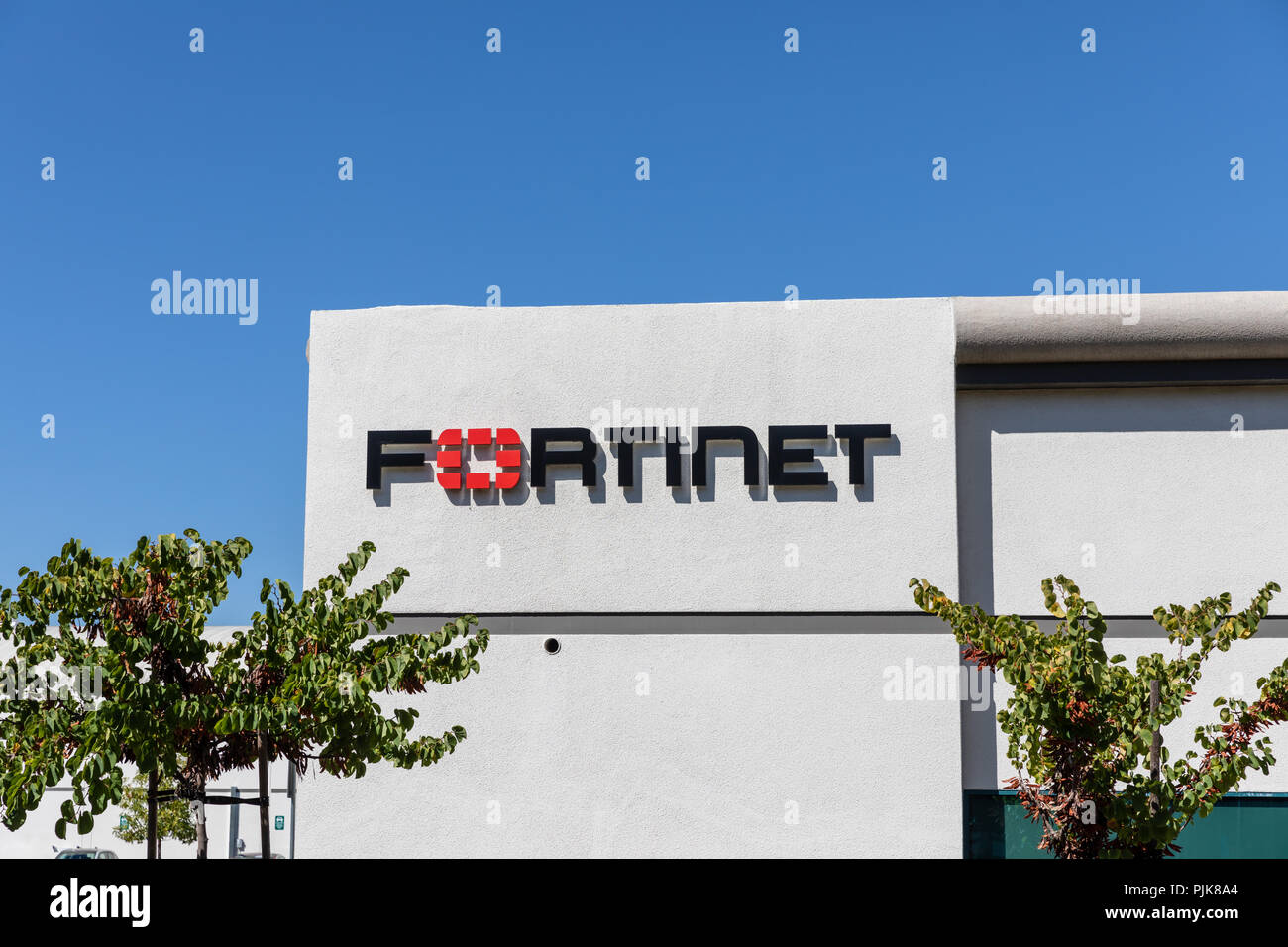 Fortinet, segno sulla costruzione, Sunnyvale, California Foto Stock