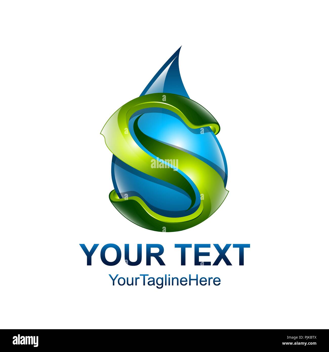 Lettera S logo design modello di colore blu verde acqua goccia design per il business e la società identità. Riassunto iniziale S alfabeto elemento del logo. Illustrazione Vettoriale