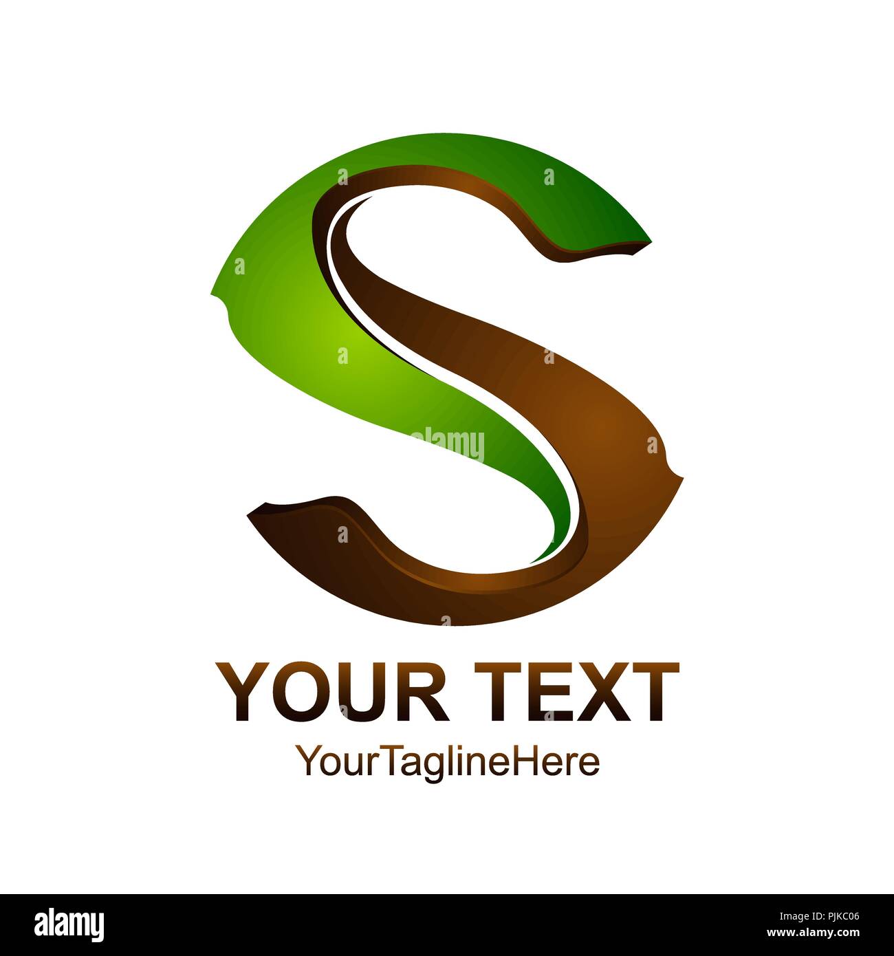Lettera S logo design modello di colore verde marrone design per il business e la società identità. Riassunto iniziale S alfabeto elemento del logo. Illustrazione Vettoriale