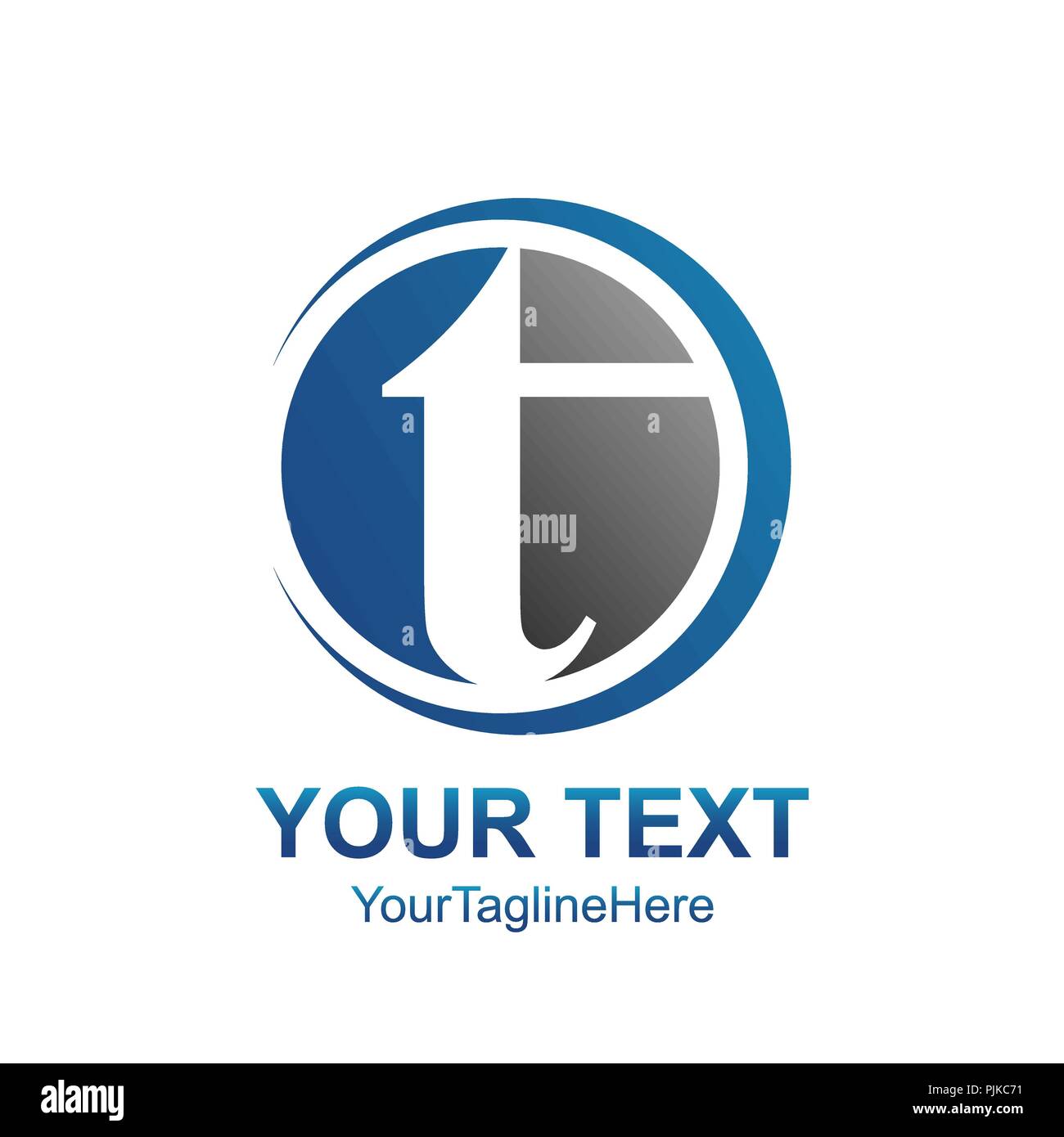 Abstract lettera T cerchio swoosh logo vettoriale modello icona. Illustrazione Vettoriale