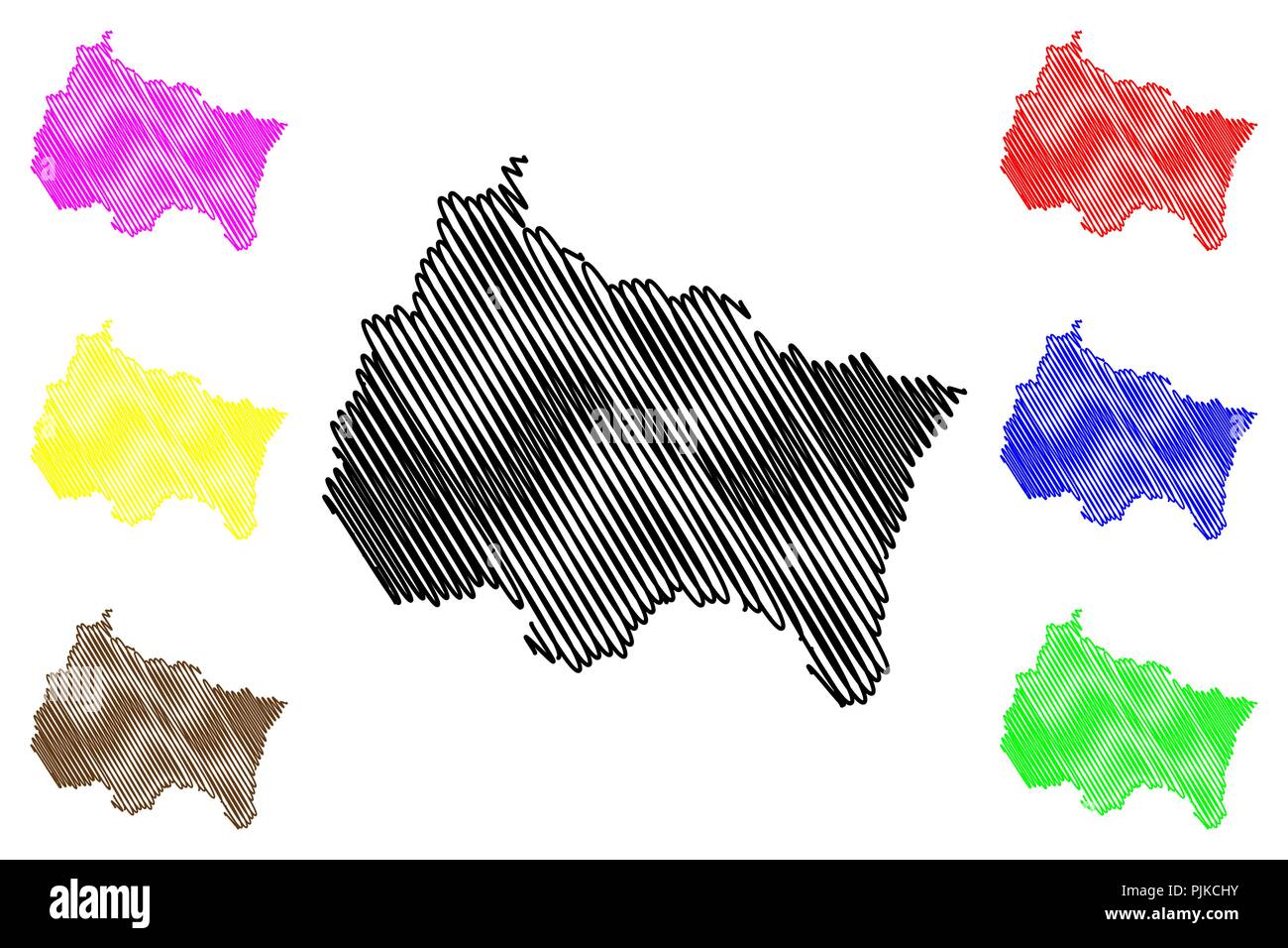 Grand Est (Francia, regione amministrativa) mappa illustrazione vettoriale, scribble schizzo Alsace-Champagne-Ardenne-Lorraine (ACAL o ALCA) mappa Illustrazione Vettoriale