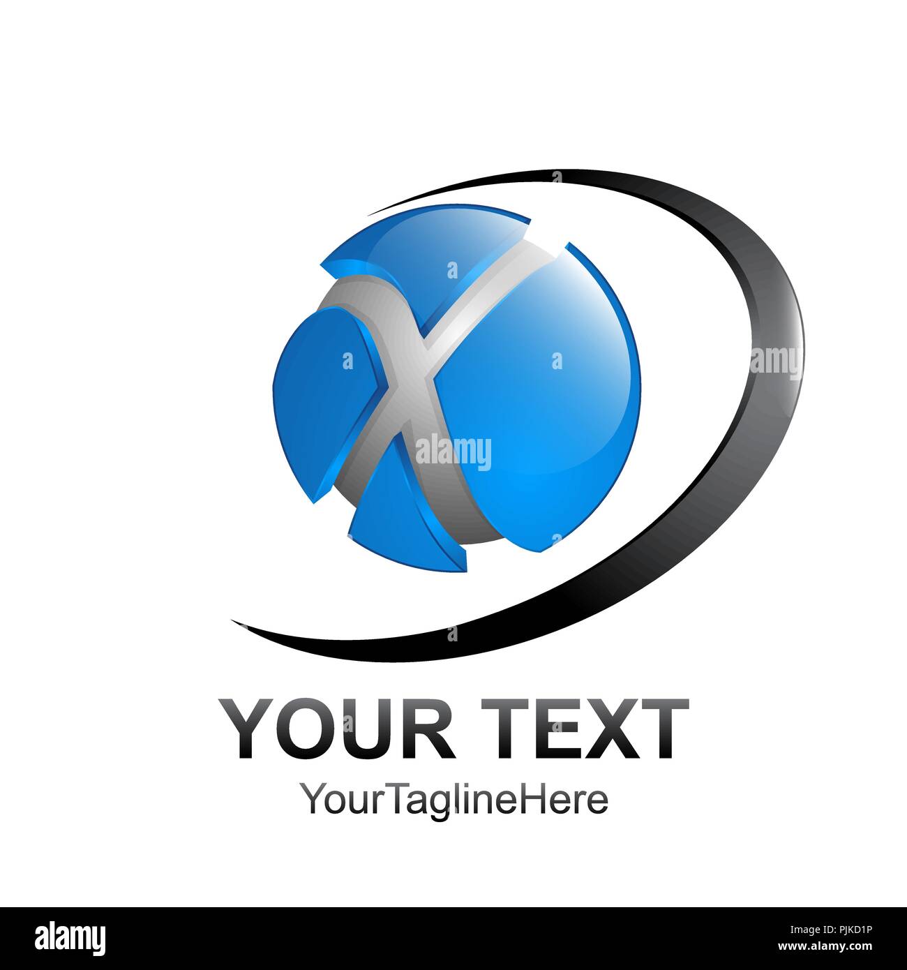 Lettera iniziale X logo colorato modello nero blu swoosh design a sfera per il business e l'identità aziendale Illustrazione Vettoriale