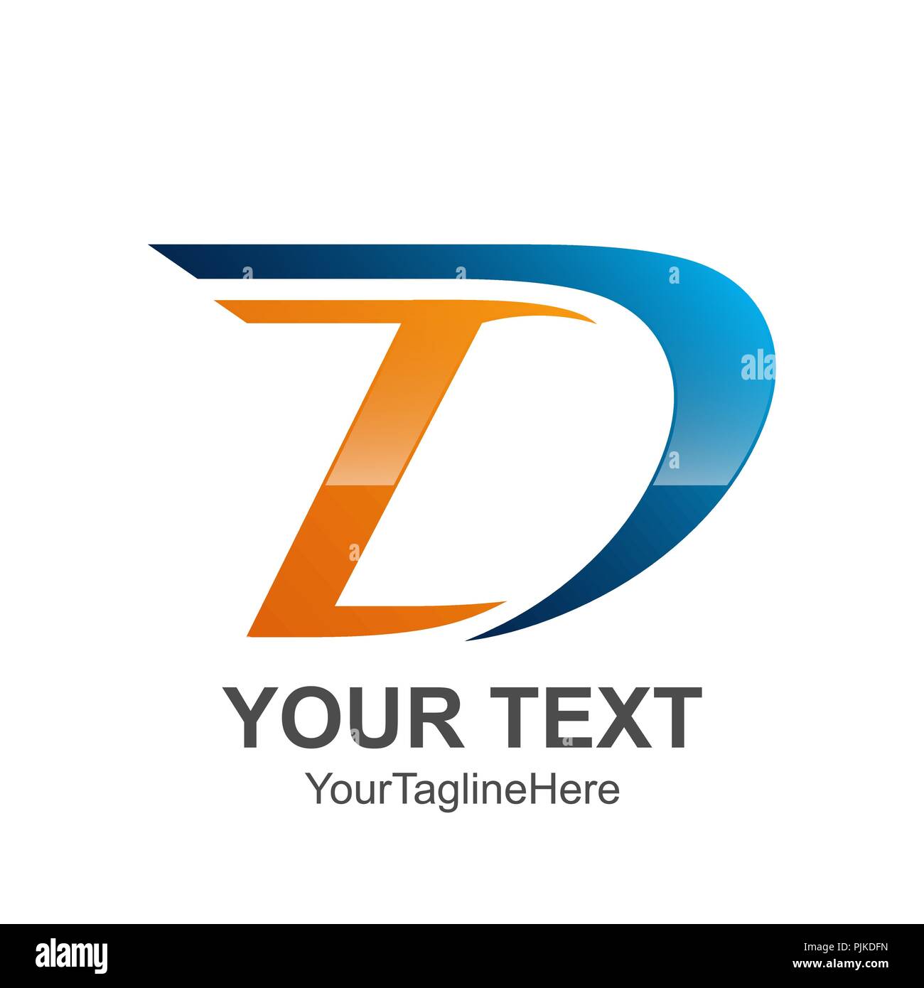 Lettera iniziale D modello logo colorato in blu disegno arancione per il business e l'identità aziendale Illustrazione Vettoriale