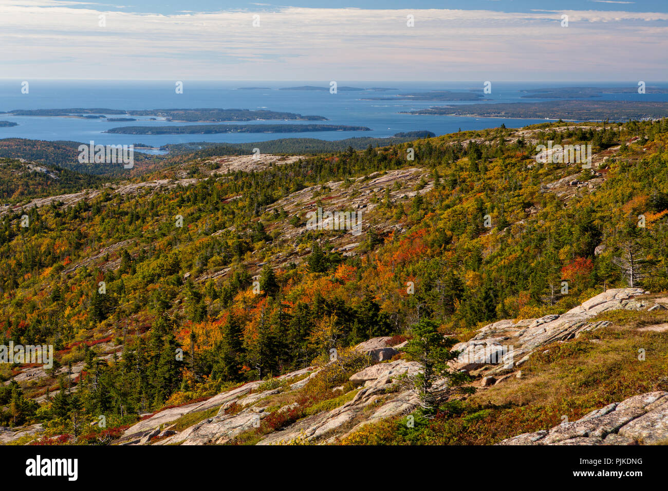Aussicht vom Cadillac Mountain, Acadia NP Foto Stock