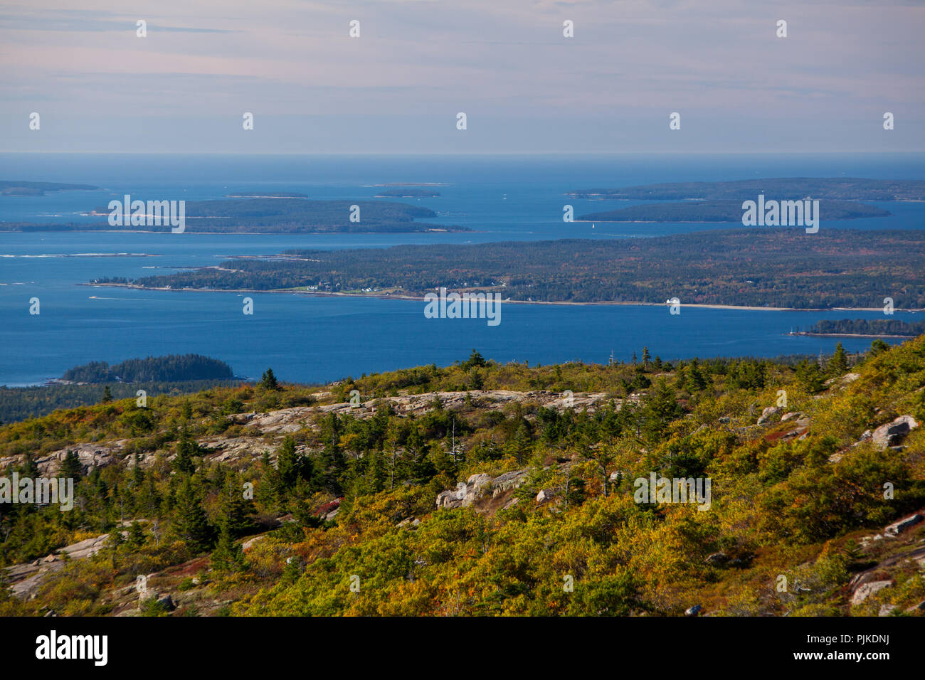 Aussicht vom Cadillac Mountain, Acadia NP Foto Stock