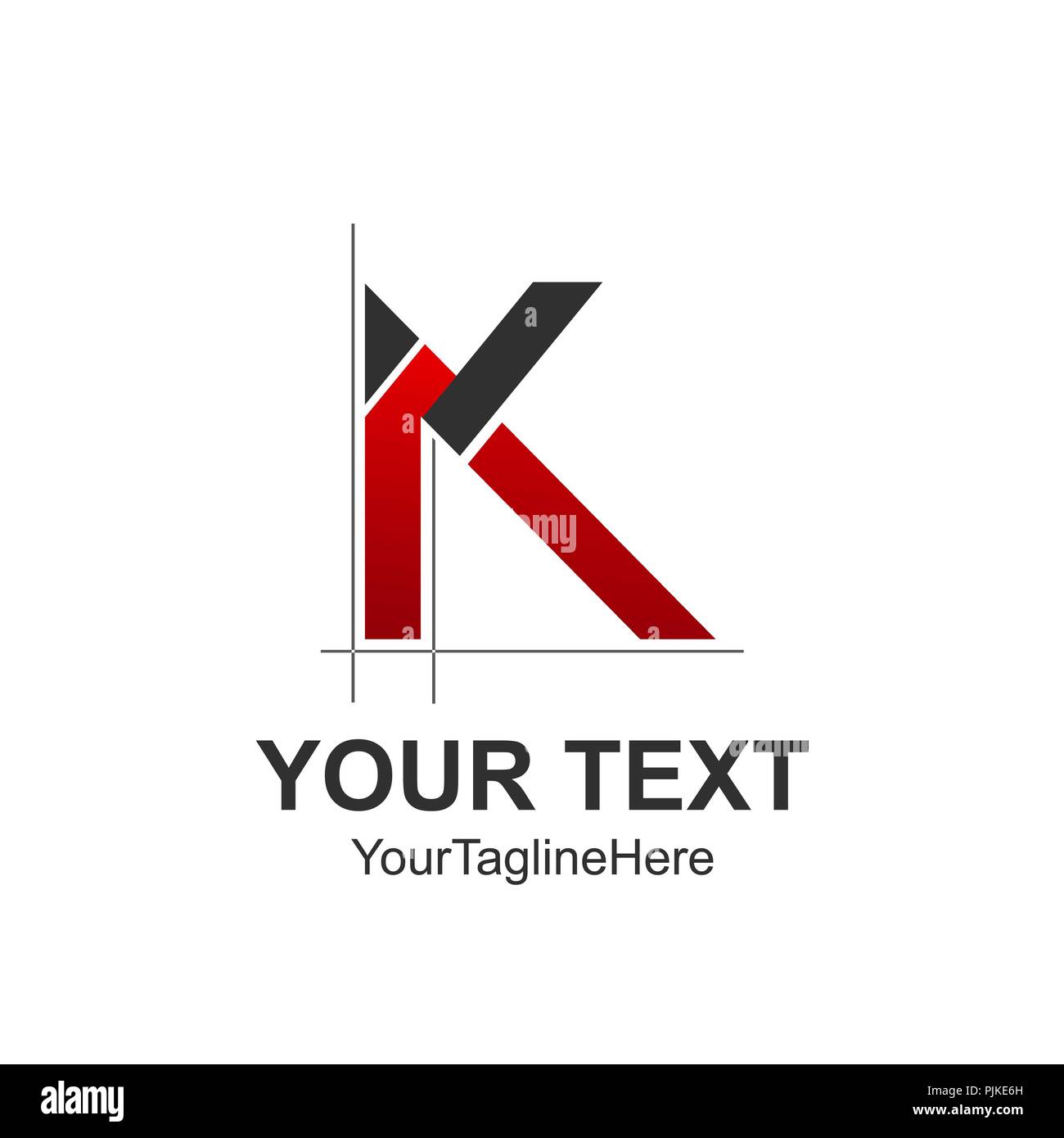 Lettera iniziale K logo design elemento modello colorato di rosso nero stile architettonico per il business e l'identità aziendale Illustrazione Vettoriale