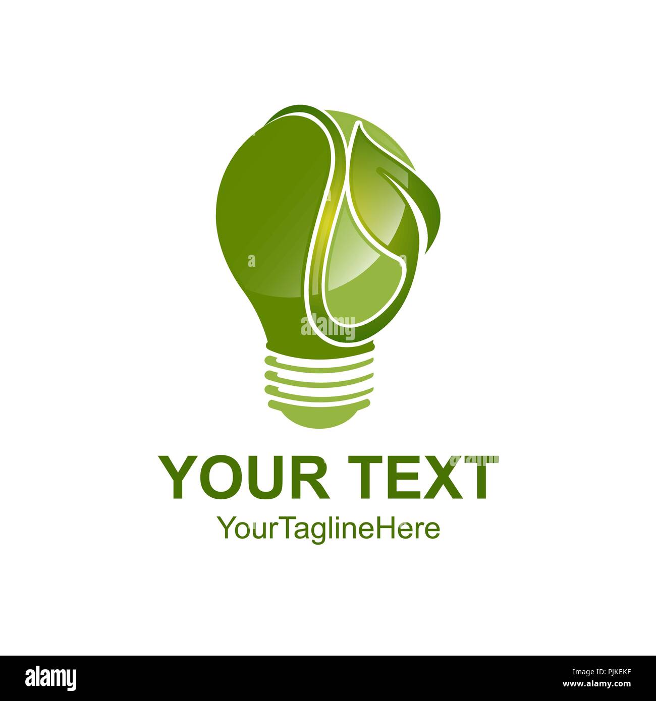 Risparmiare energia eco icona del concetto di ecologia verde di tutela ambientale e di risparmio di natura o di conservazione. Il vettore isolato simbolo della luce della lampadina e Illustrazione Vettoriale