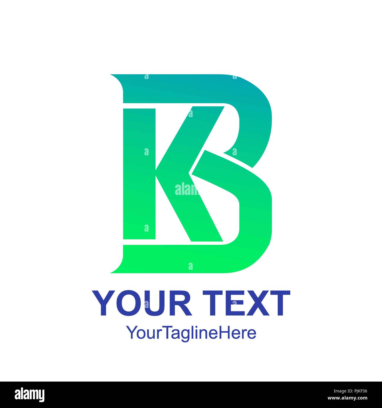 Lettera iniziale KB o BK logo design elemento di modello di colore verde per il business e l'identità aziendale Illustrazione Vettoriale