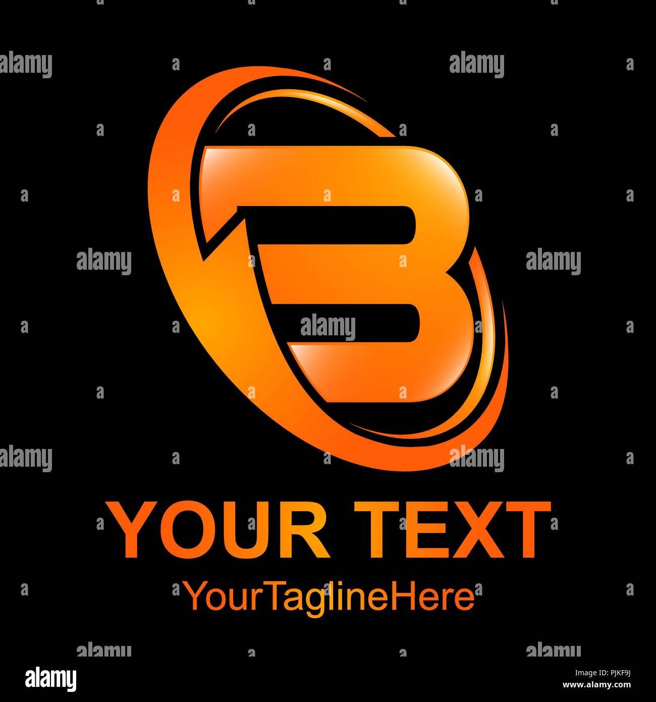 Lettera iniziale B logo design elemento modello colorato di arancione lucido cerchio swoosh per il business e l'identità aziendale Illustrazione Vettoriale