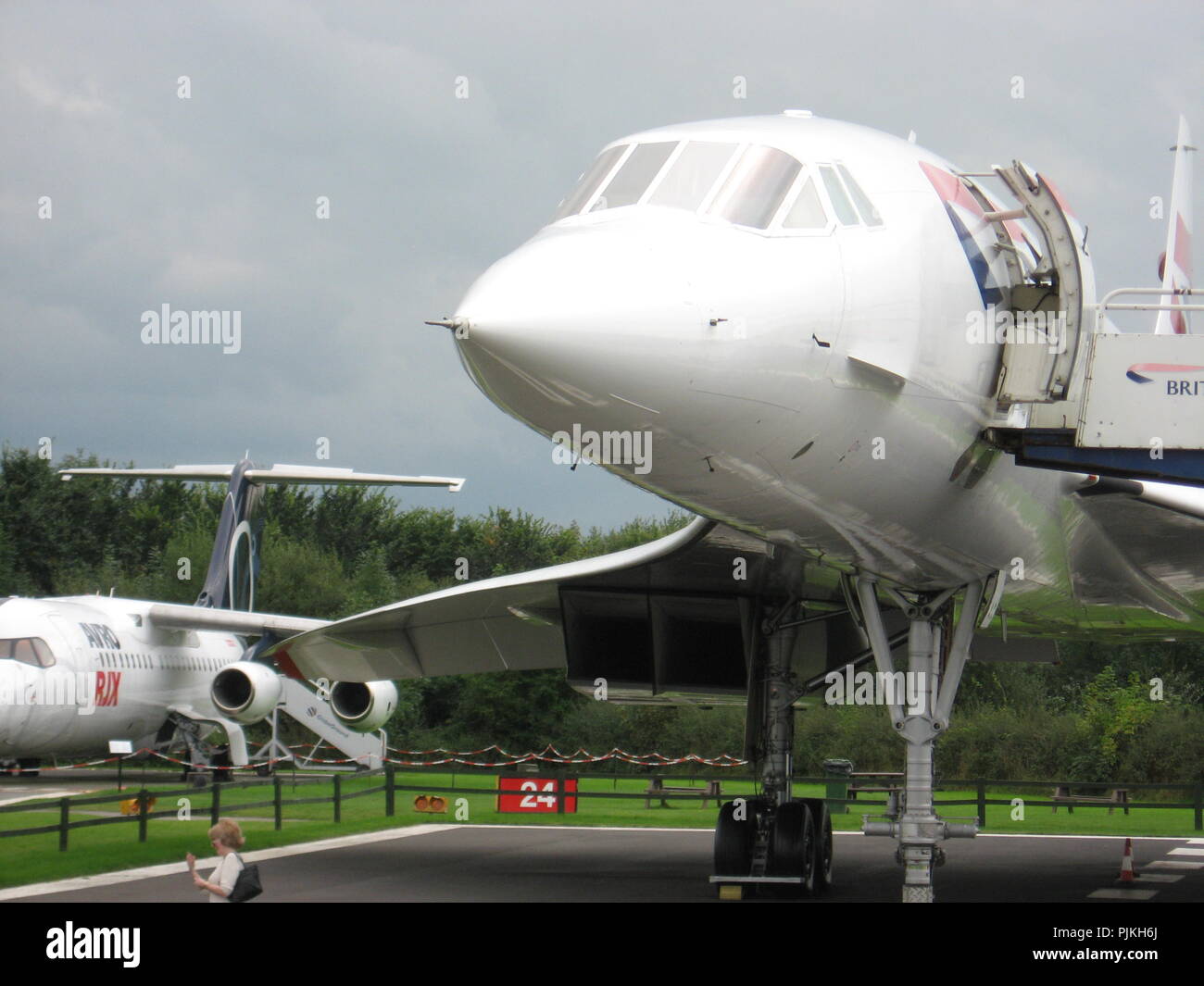 Concorde all'Aeroporto di Manchester visualizzazione park Foto Stock