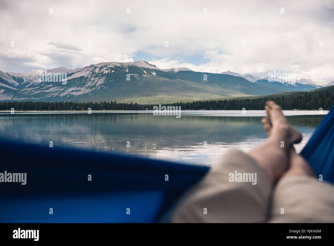 Relax al lago, Edith Lago, Canada Foto Stock