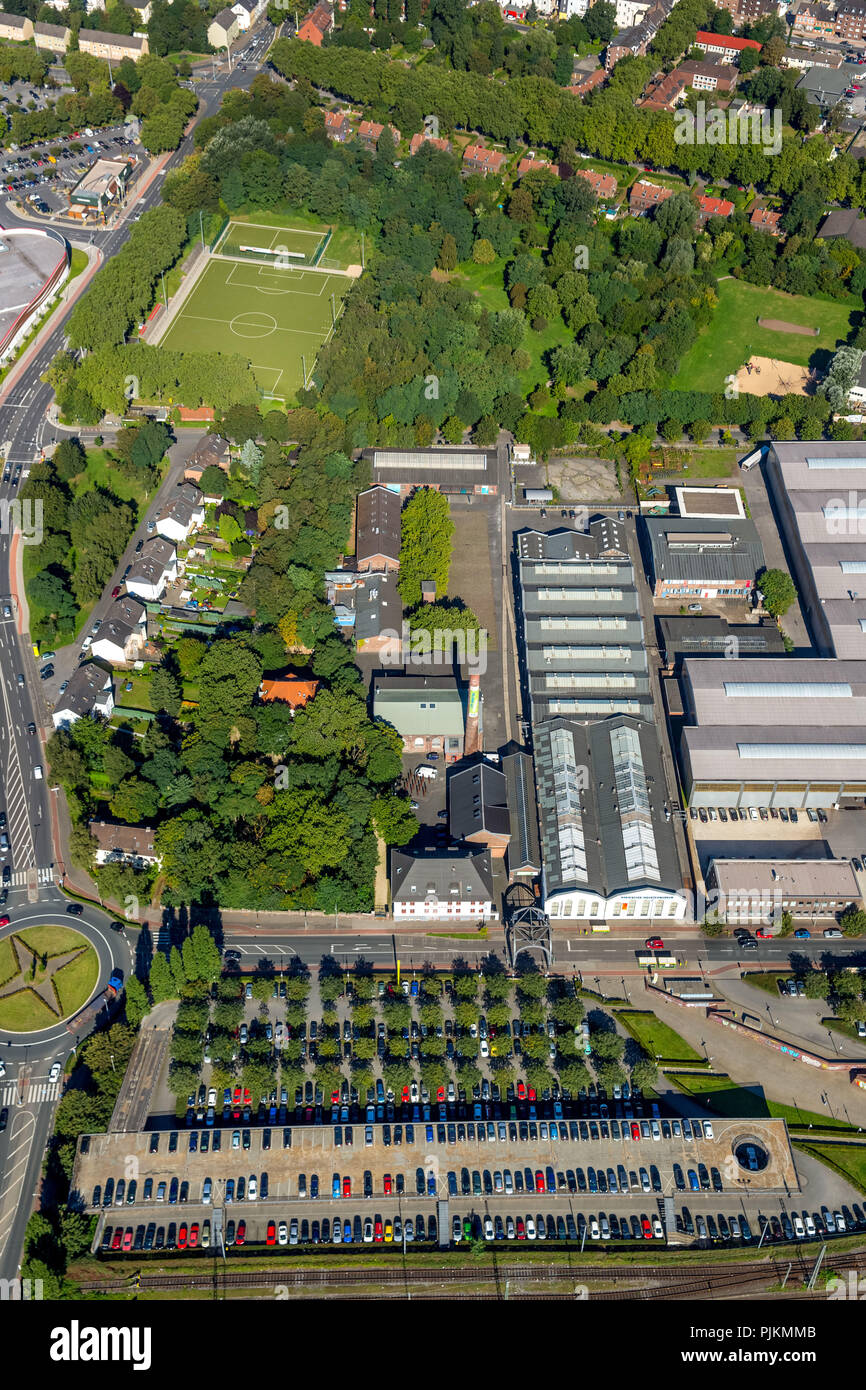 Oberhausen la zona intorno alla stazione di Colonia Altenberg Gustav Street, storico lavoratori' insediamento presso il museo industriale di Altenberg, Oberhausen, la zona della Ruhr, Nord Reno-Westfalia, Germania Foto Stock