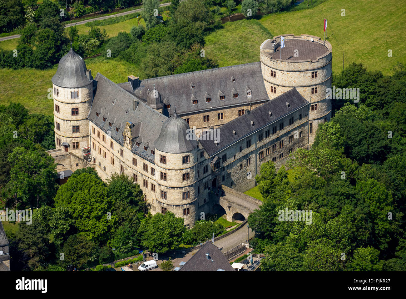 Wewelsburg, castello di collina nel distretto di Wewelsburg la città di Büren a Paderborn, triangolare roccaforte, Ostello della gioventù, Tedesco Ostello della Gioventù, Büren, Soester Börde, Nord Reno-Westfalia, Germania Foto Stock
