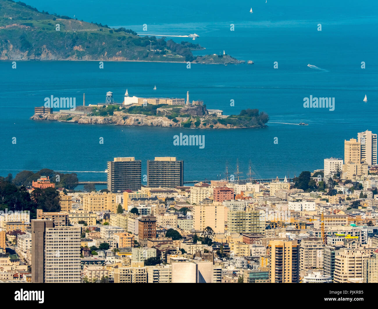 Vista di Alcatraz, San Francisco Bay Area di San Francisco, Stati Uniti d'America, California, Stati Uniti d'America Foto Stock