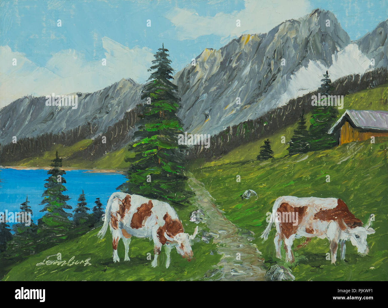 Pittura ad olio su tela montagna immagini e fotografie stock ad alta  risoluzione - Alamy