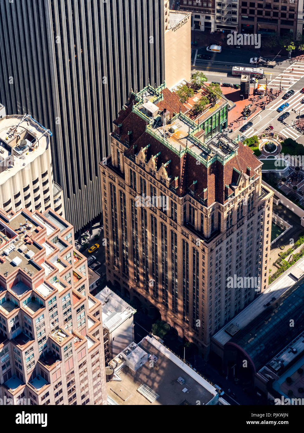 Edificio storico Sutter Street Montgomery Street, vista di SOMA, il Quartiere Finanziario, Down Town, il centro cittadino di San Francisco Bay Area di San Francisco, Stati Uniti d'America, California, Stati Uniti d'America Foto Stock