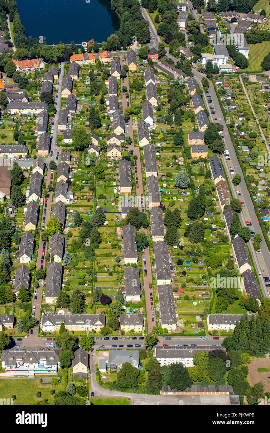 Duisburg-Wedau Bissingheim Gartenstadt Wedau, Duisburg, la zona della Ruhr, Nord Reno-Westfalia, Germania Foto Stock