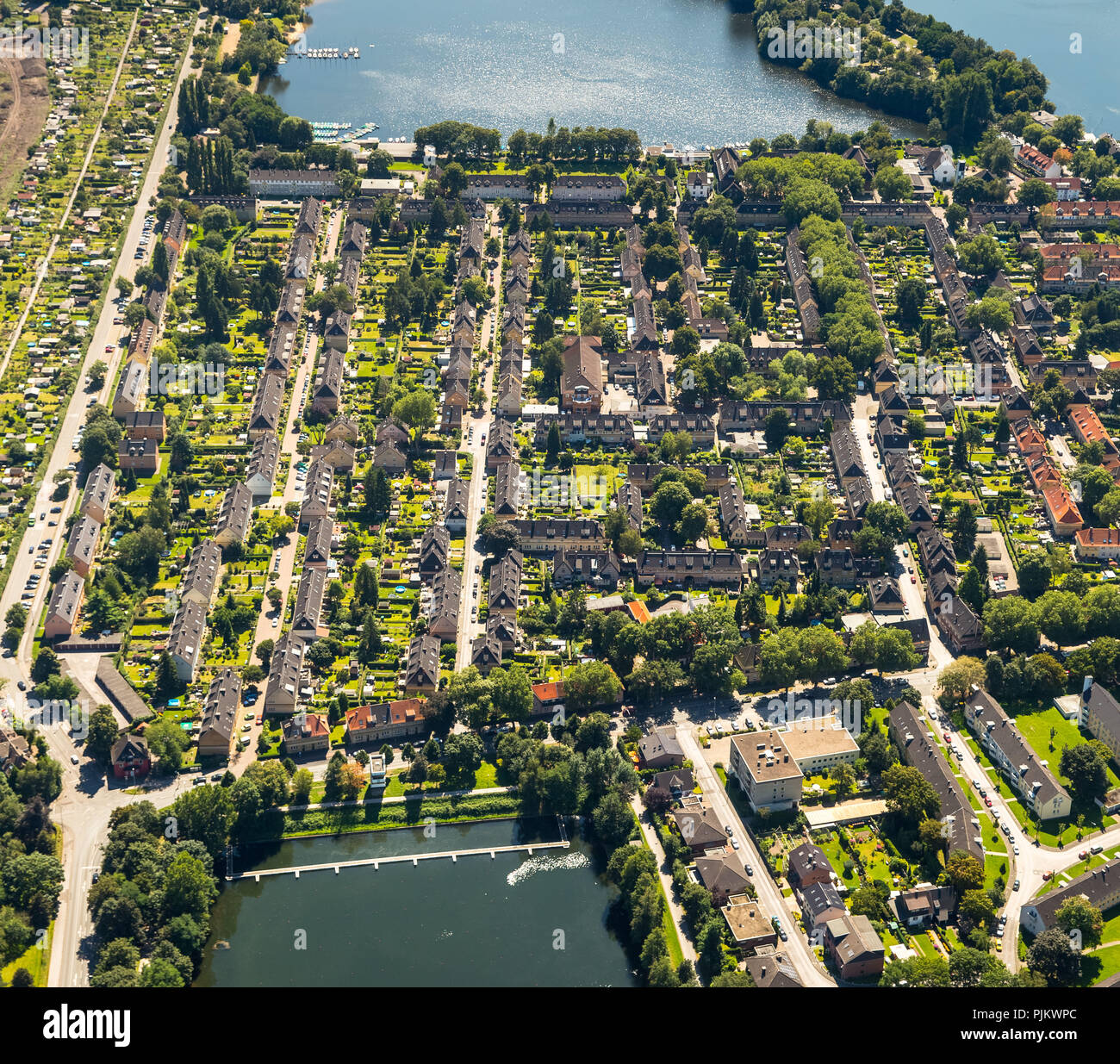 Duisburg-Wedau Bissingheim Gartenstadt Wedau, Duisburg, la zona della Ruhr, Nord Reno-Westfalia, Germania Foto Stock
