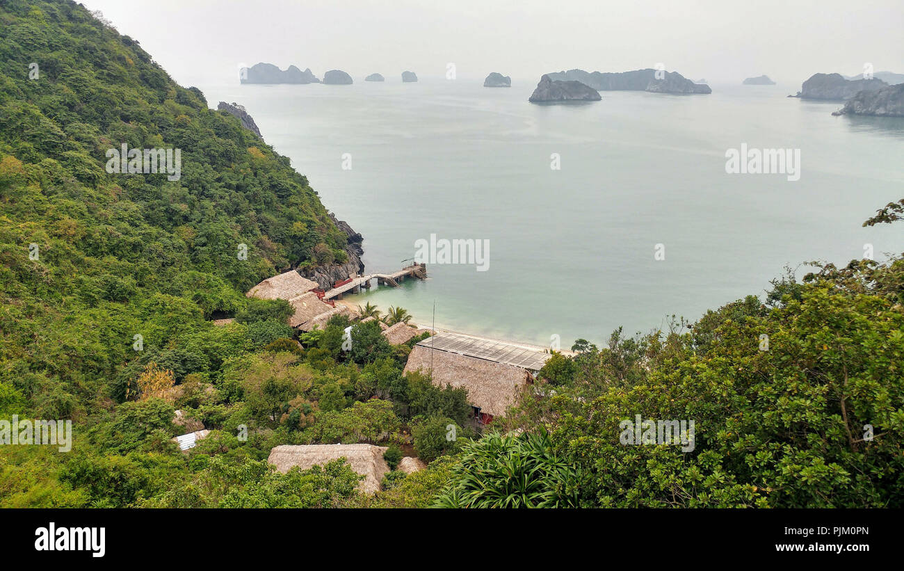 Isole nella baia di Halong, Vietnam Foto Stock