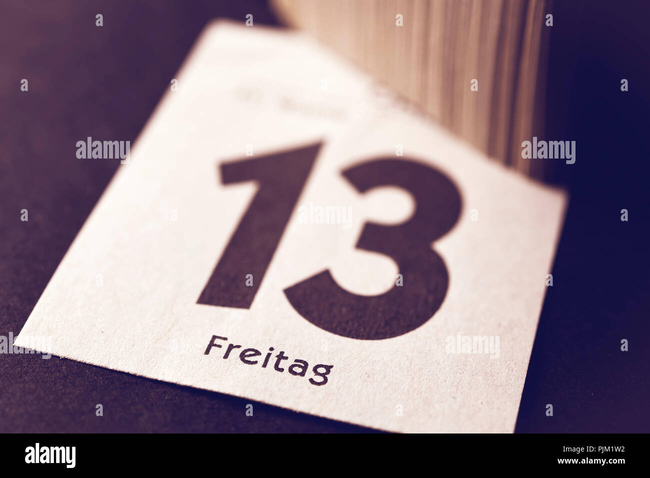 Foglio di calendario venerdì il tredicesimo Foto Stock