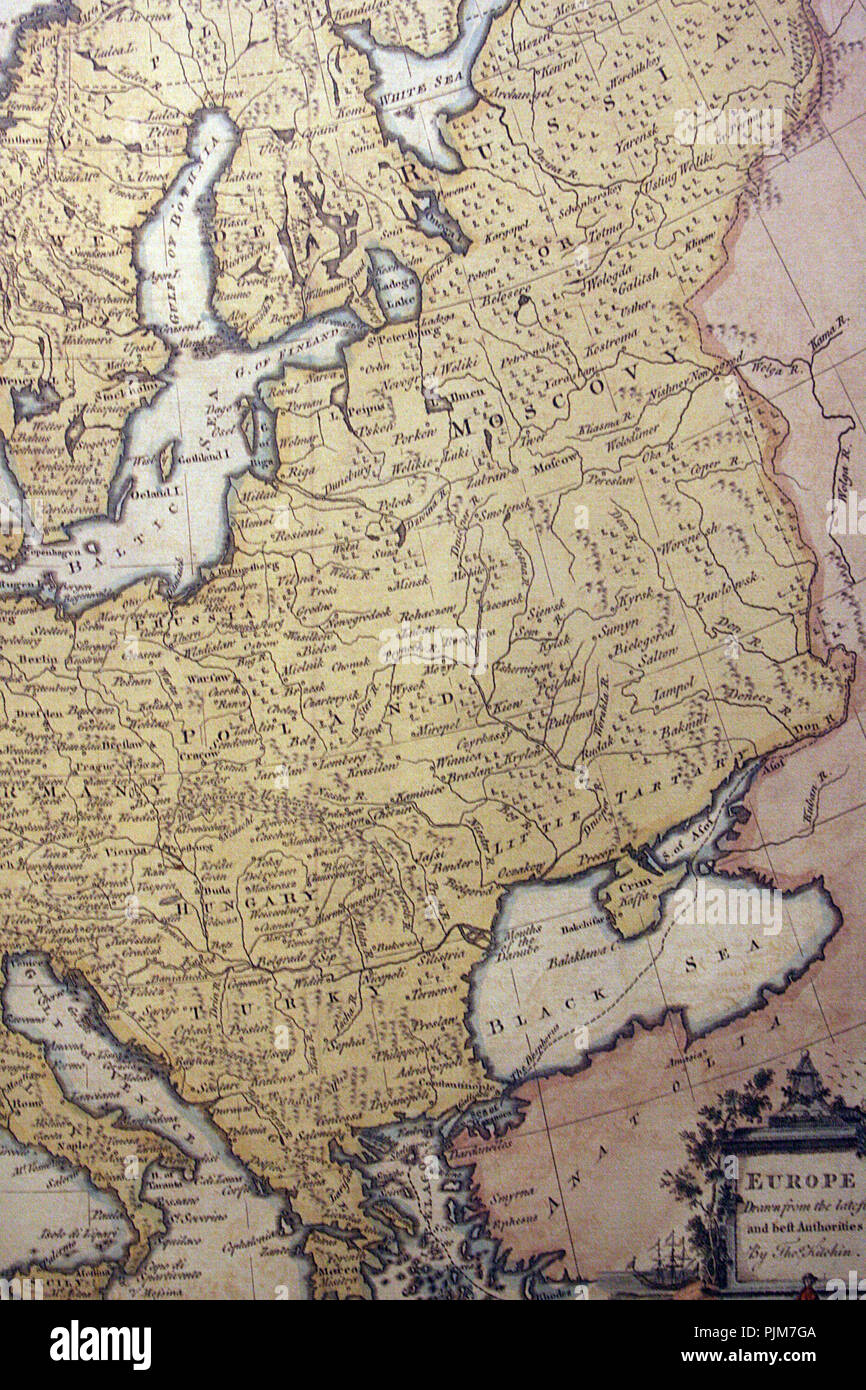 Vecchia mappa europea Foto Stock