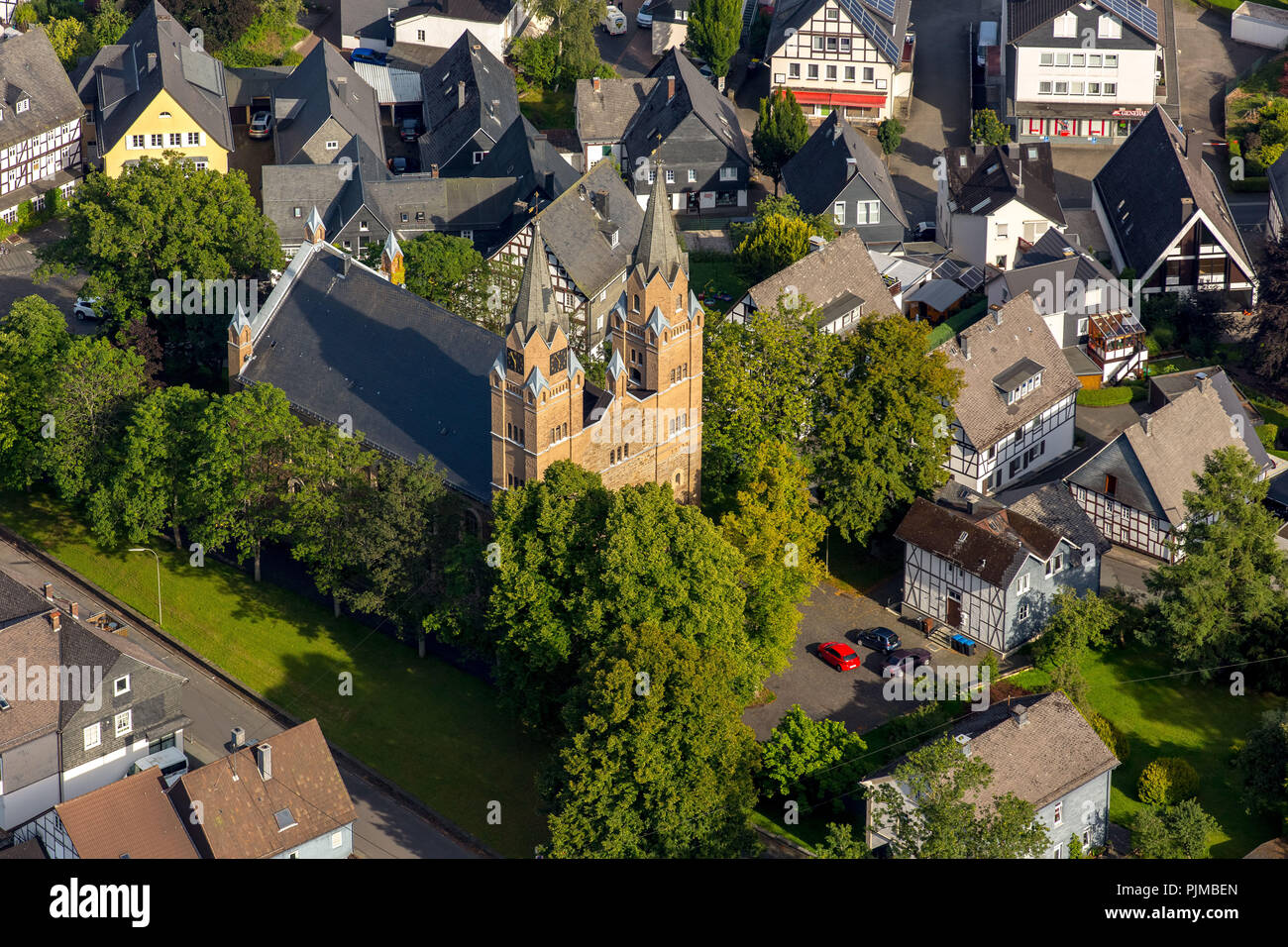 Hilchenbach chiesa protestante, centro città Hilchenbach, Hilchenbach, Siegerland, Sud Westfalia, Nord Reno-Westfalia, Germania Foto Stock
