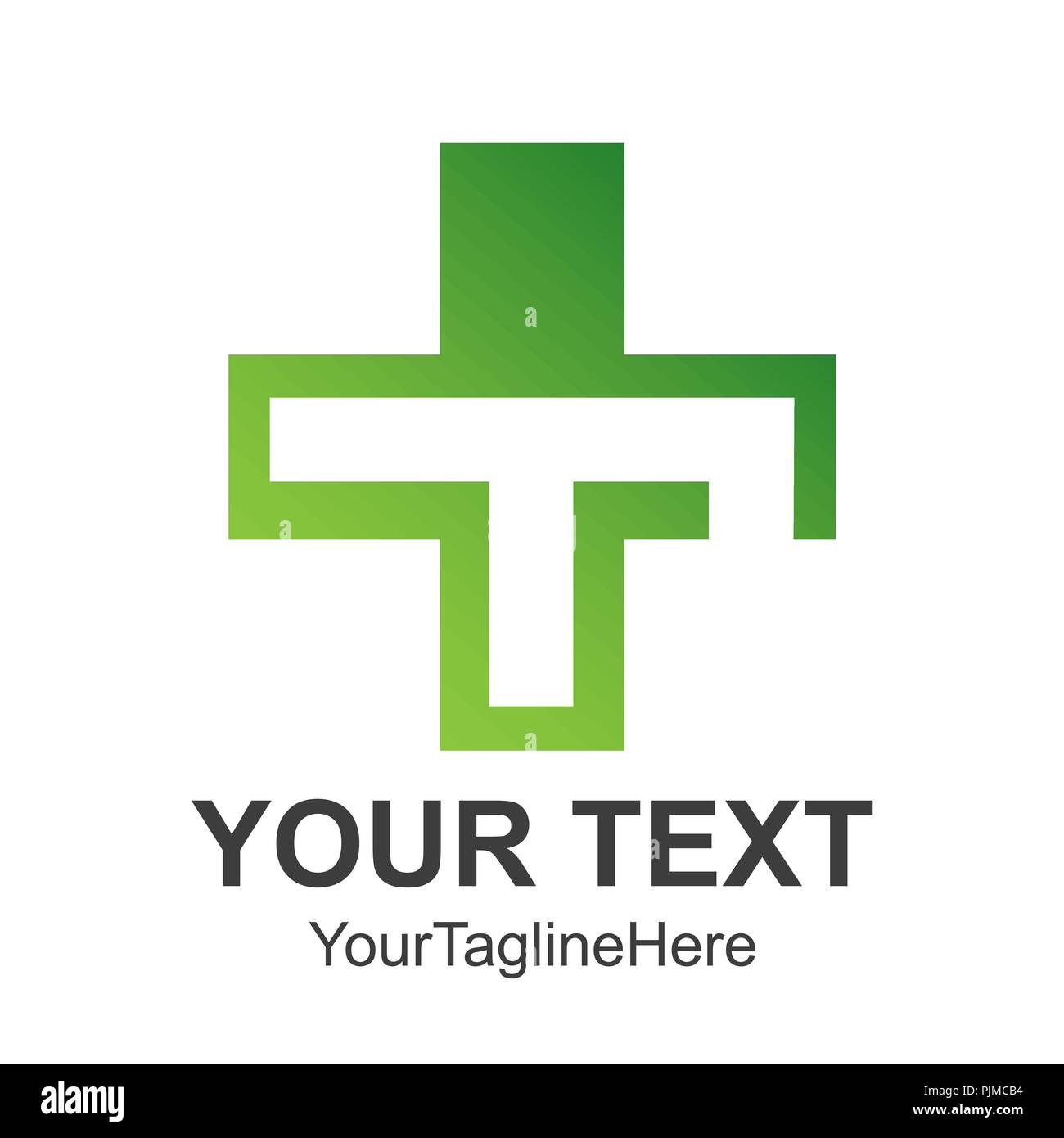 Cross Healthcare Lettera T Logo vettore modello isolato su sfondo bianco Illustrazione Vettoriale