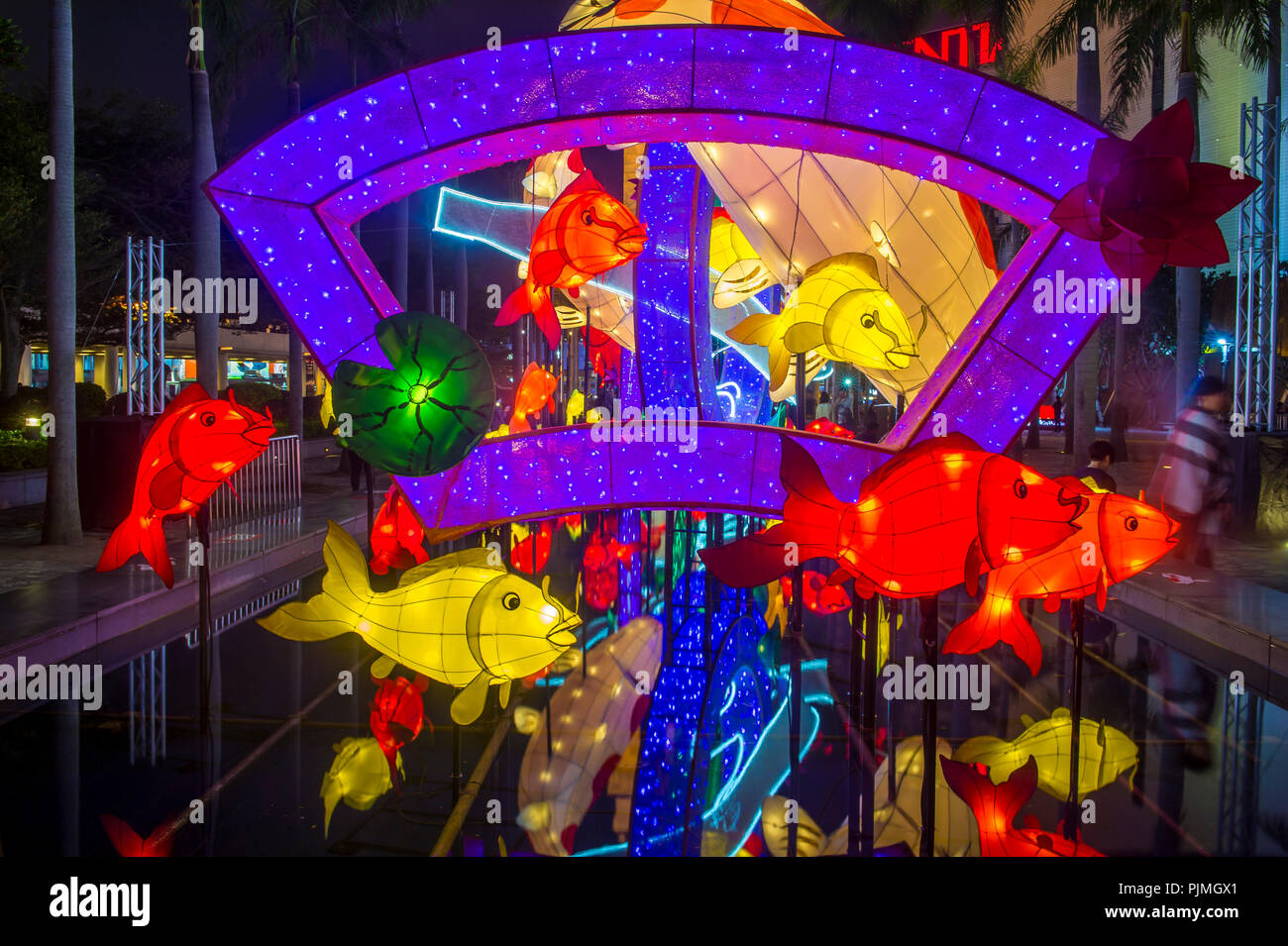 La mostra della Lanterna primaverile a Hong kong Foto Stock