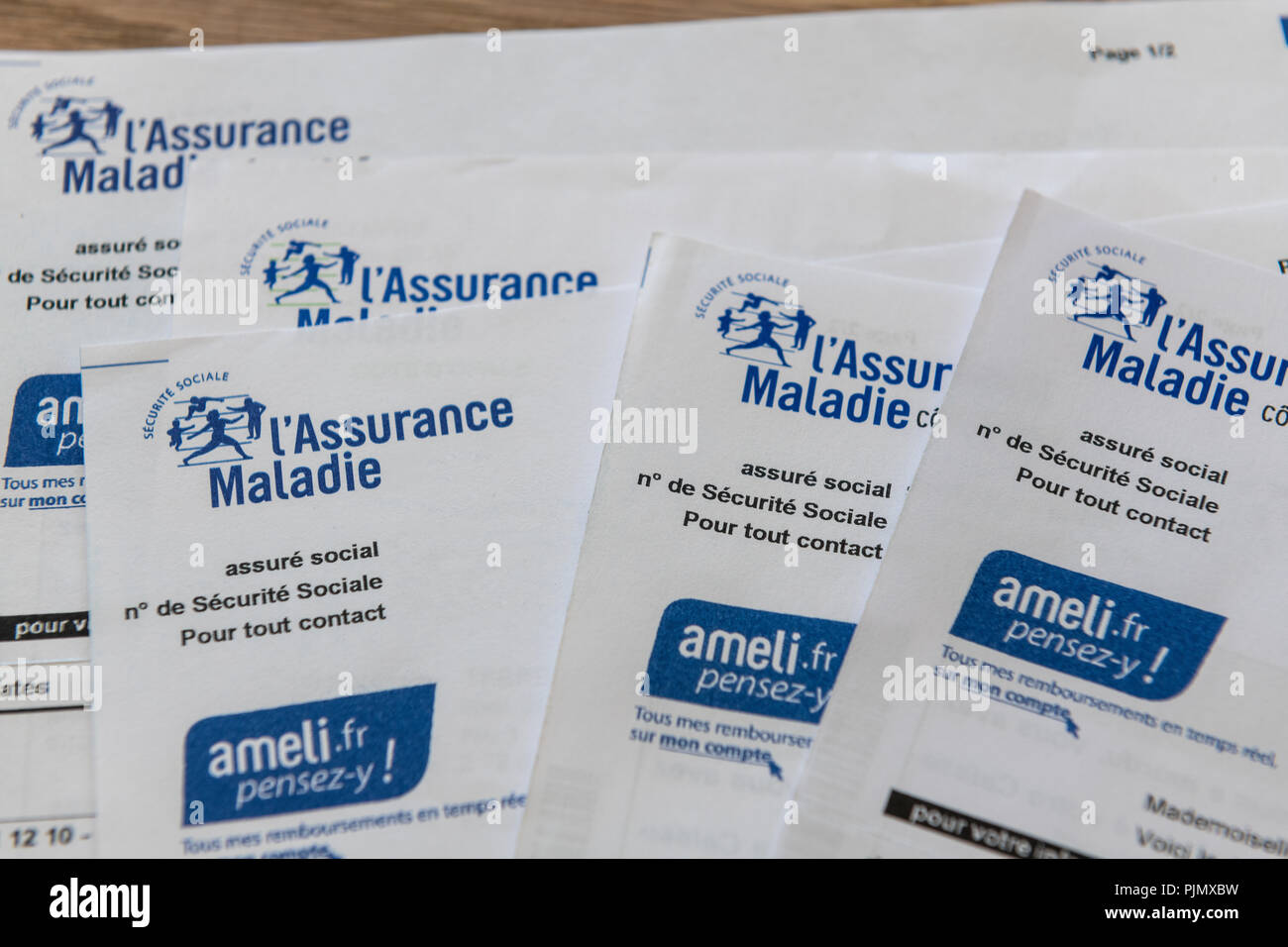 Francia salute documento di assicurazione Foto Stock