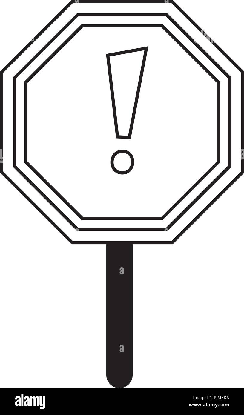 Attenzione cartello stradale in bianco e nero Illustrazione Vettoriale
