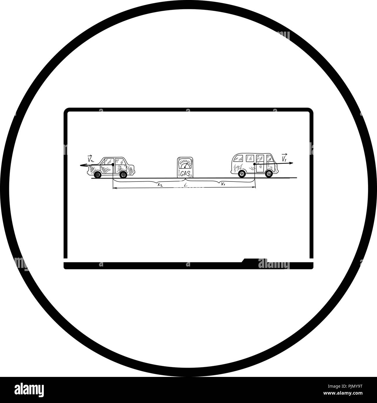 Classroom blackboard icona. Cerchio sottile design. Illustrazione Vettoriale. Illustrazione Vettoriale