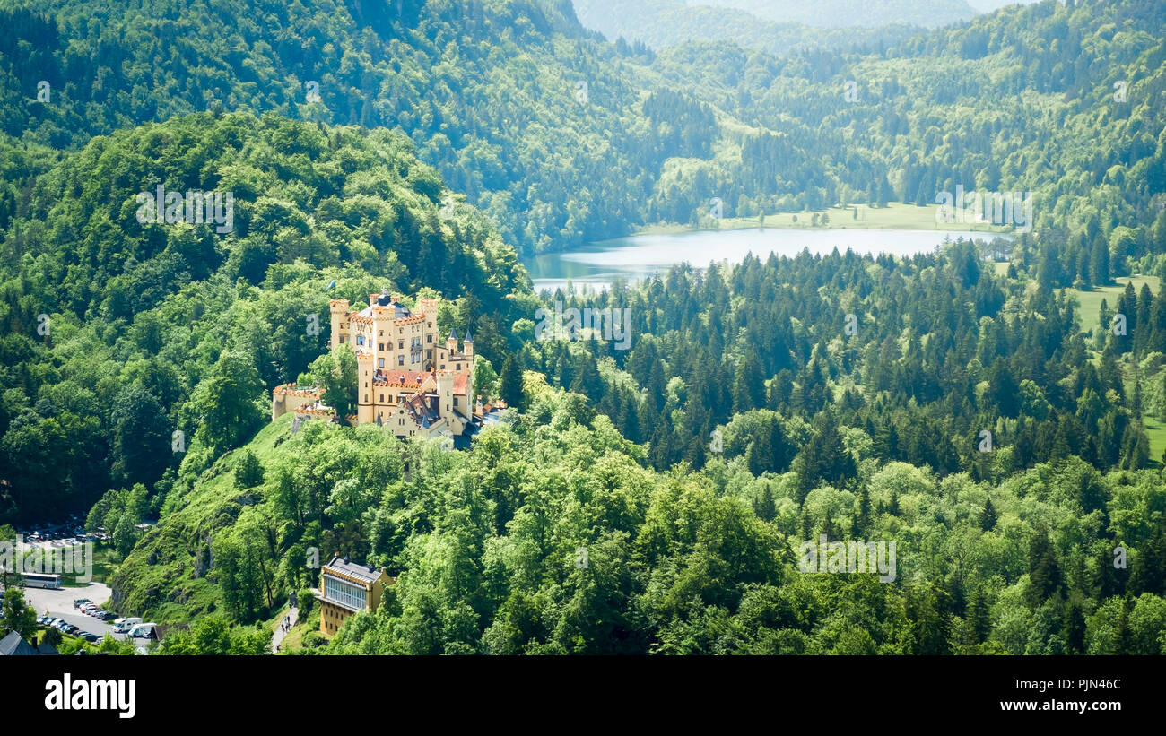 Un bel look al castello di alta Swan's regione, Ein schoener Blick auf das Schloss Hohenschwangau Foto Stock
