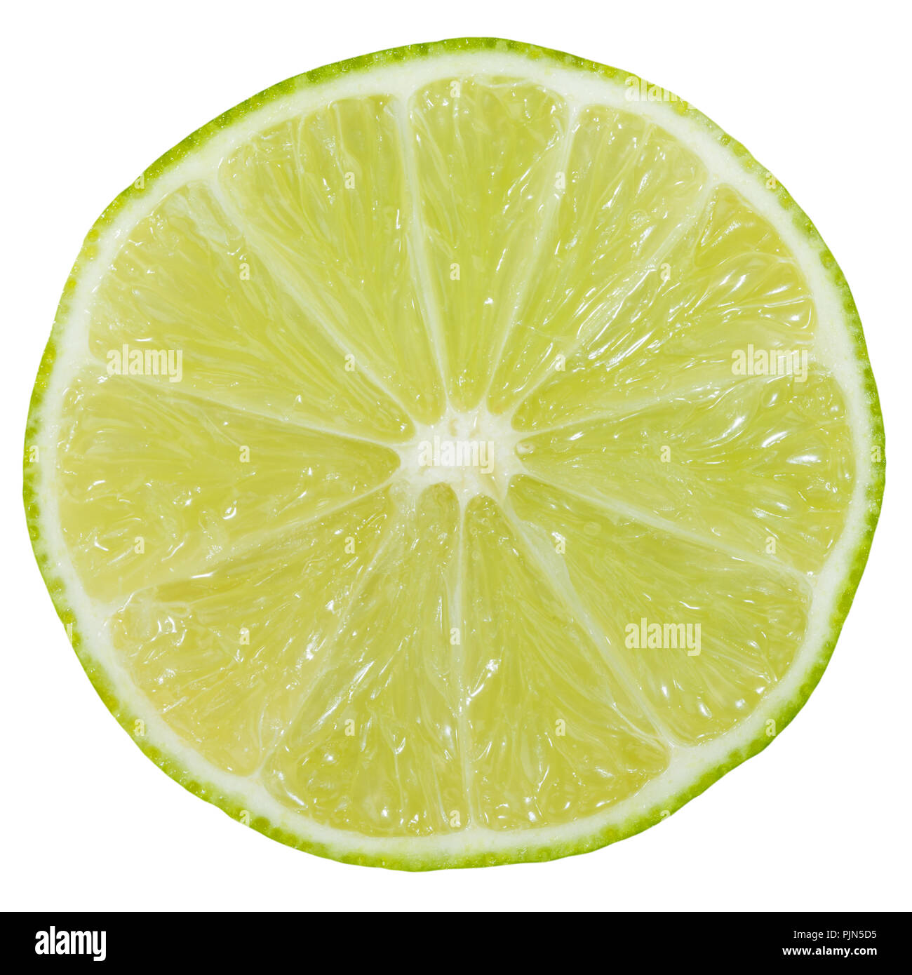 Fetta di lime a fette di frutta isolato su uno sfondo bianco Foto Stock