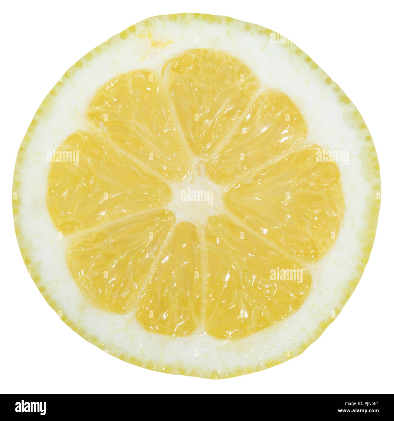 Fetta di limone a fette di frutta isolato su uno sfondo bianco Foto Stock