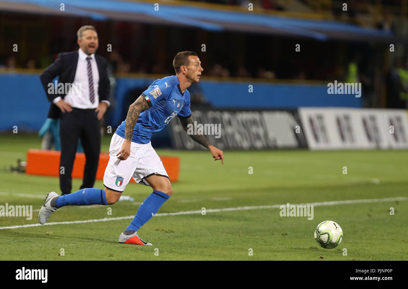 Bologna, Italia. Il 7 settembre 2018. Bologna, Italia. Il 7 settembre 2018. Bologna, Italia. Il 7 settembre 2018. Federico Bernardeschi ( Italia) durante la UEFA Nazioni League, campionato A, Gruppo 3, la partita di calcio tra Italia e Polonia il 7 settembre 2018 a Renato Dall'Ara stadium di Bologna, Italia - Photo Laurent Lairys / DPPI Credito: Laurent Lairys/Agence Locevaphotos/Alamy Live News Credito: Laurent Lairys/Agence Locevaphotos/Alamy Live News Credito: Laurent Lairys/Agence Locevaphotos/Alamy Live News Foto Stock