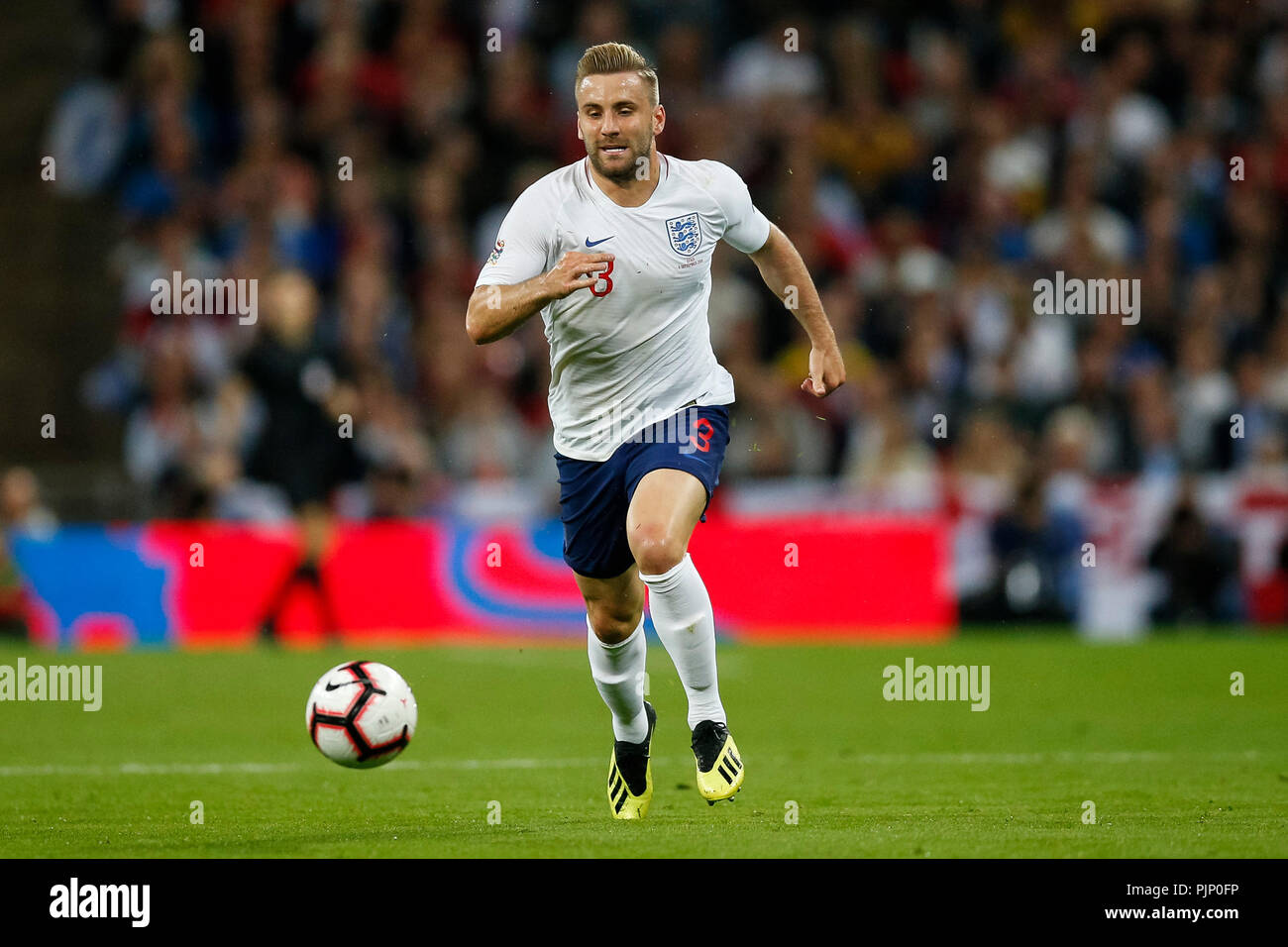 Luca Shaw di Inghilterra durante la UEFA Nazioni Classifica Campionato un gruppo 4 match tra Inghilterra e Spagna allo Stadio di Wembley l'8 settembre 2018 a Londra, Inghilterra. (Foto di Daniel Chesterton/phcimages.com) Foto Stock