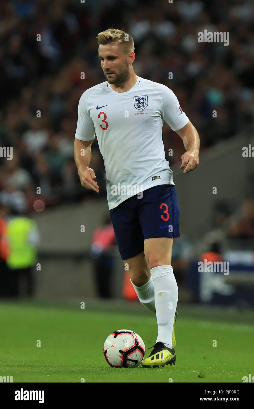 Lo stadio di Wembley, Londra, Regno Unito. 8 Sep, 2018. La UEFA Nazioni League Football, tra Inghilterra e Spagna; Luca Shaw di Inghilterra Credito: Azione Sport Plus/Alamy Live News Foto Stock