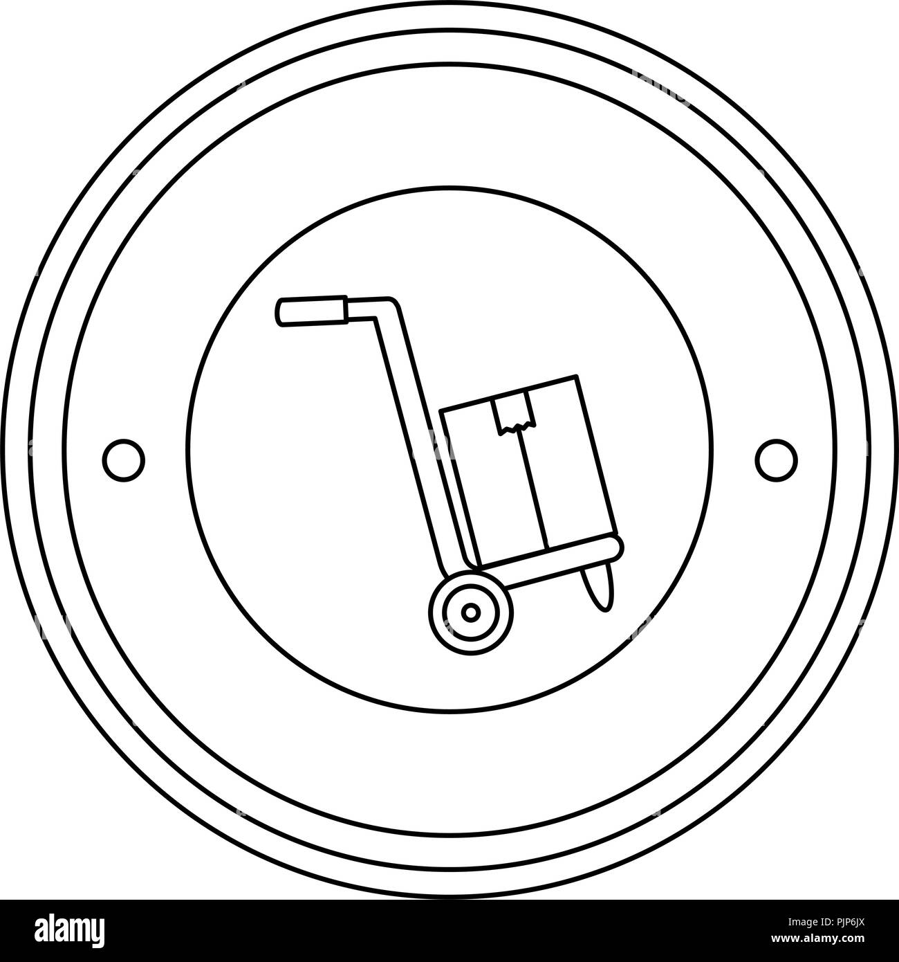 Carrello con scatole timbro del servizio di consegna Illustrazione Vettoriale