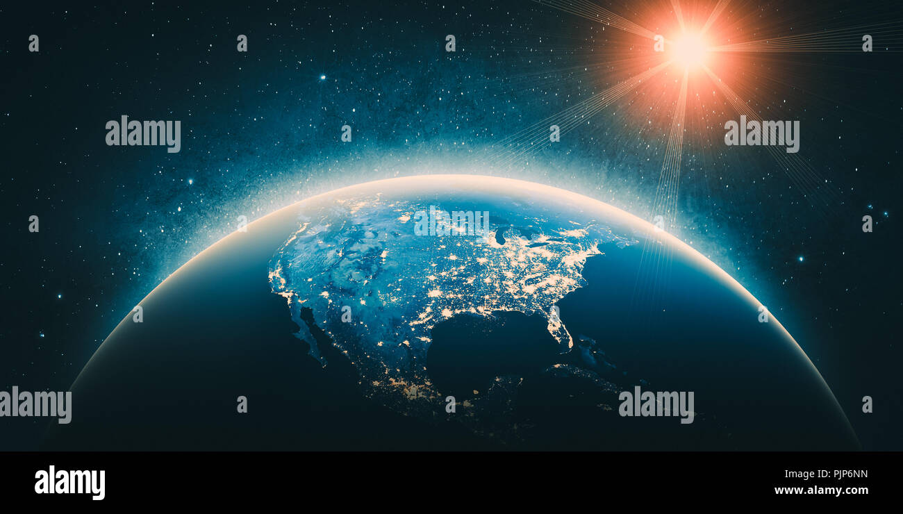 Stati Uniti d'America. Il rendering 3D. Stelle le mie foto. Gli elementi di questa immagine fornita dalla NASA Foto Stock
