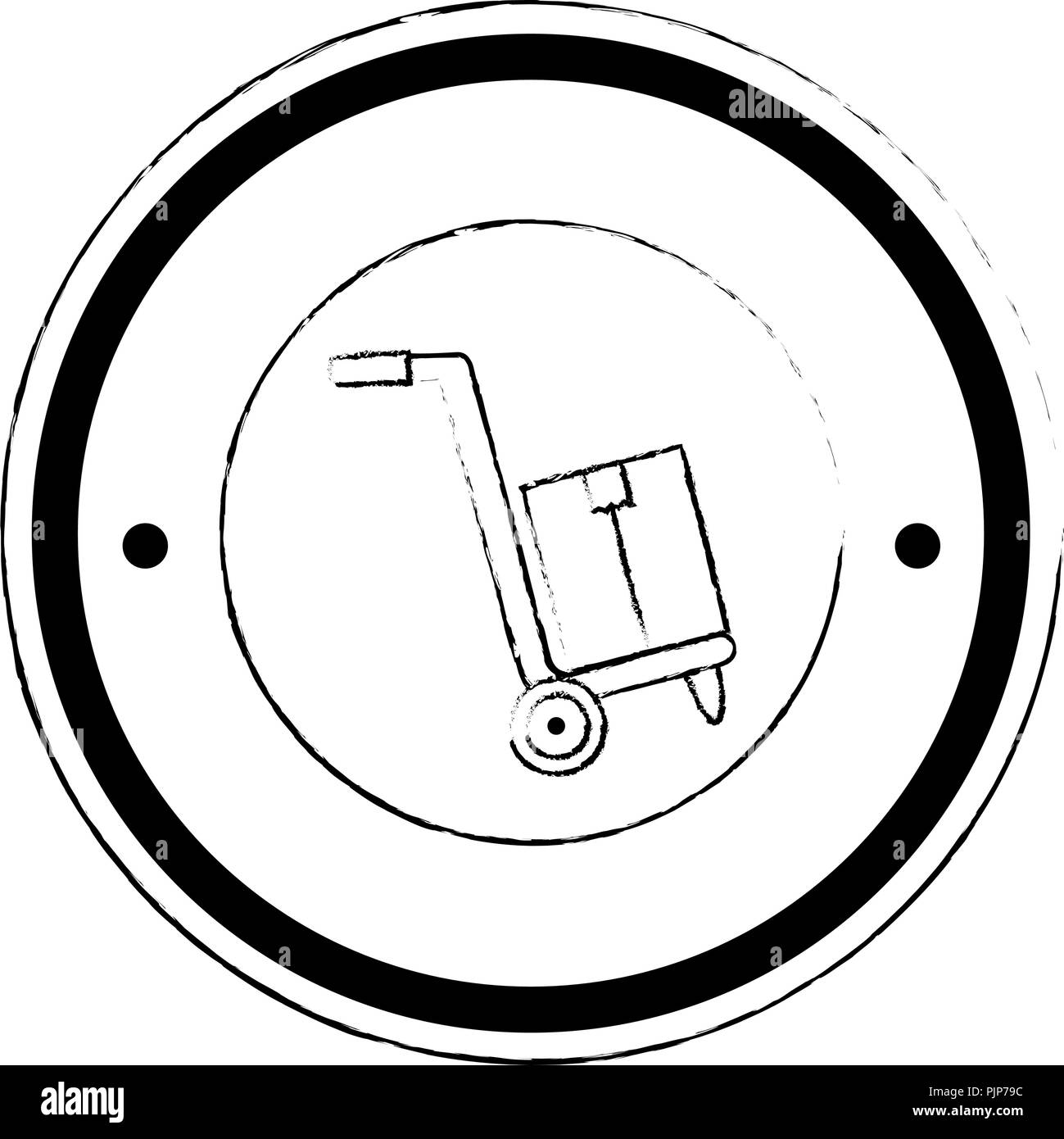 Carrello con scatole timbro del servizio di consegna Illustrazione Vettoriale