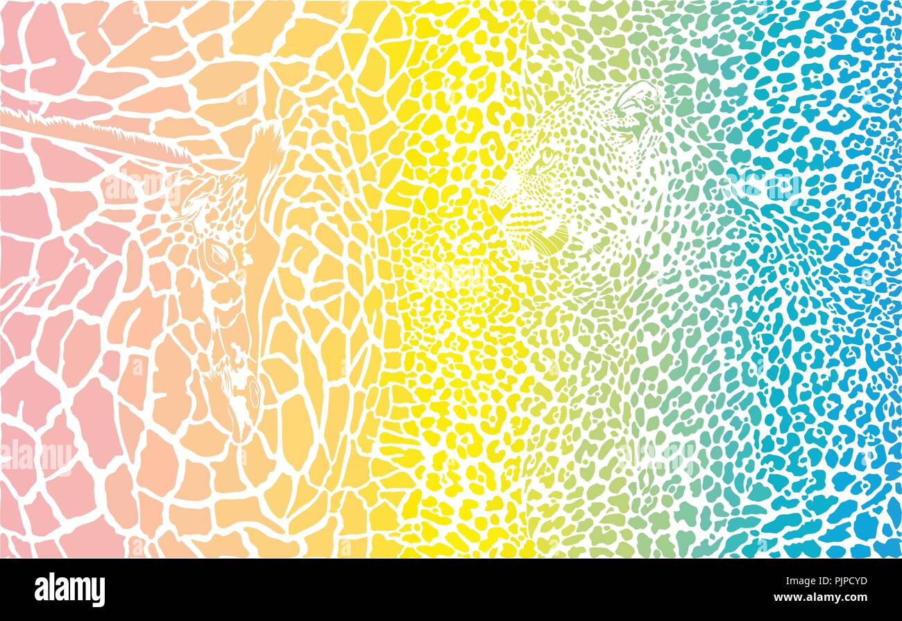 Una giraffa di sfondo e in Leopard Illustrazione Vettoriale