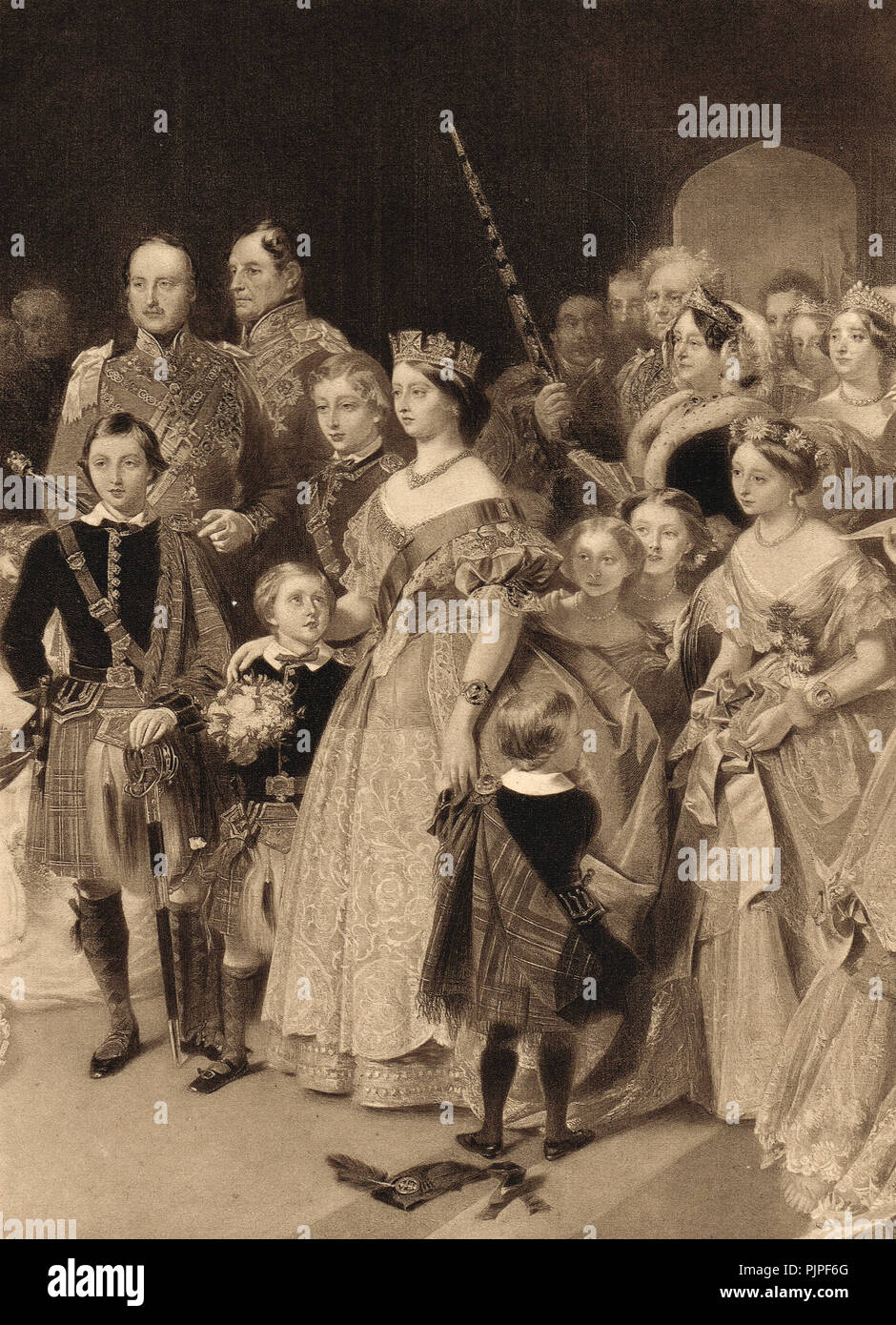 Il matrimonio di Victoria Princess Royal, primogenito della regina Victoria, al principe Federico, il futuro imperatore tedesco Federico III, cappella reale di St James Palace, 25 Gennaio 1858 Foto Stock