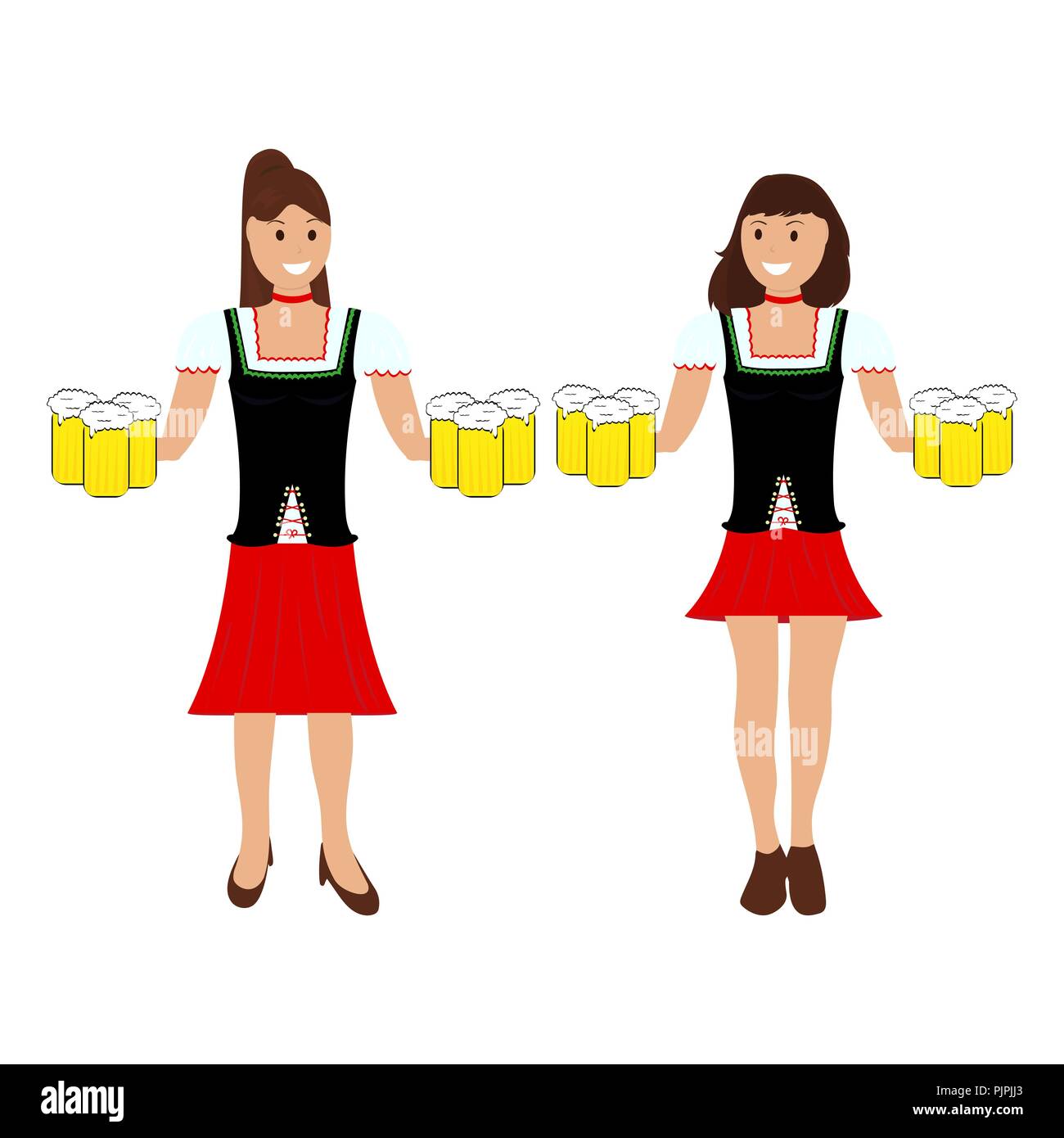 Due ragazze con la birra al Oktoberfest Illustrazione Vettoriale