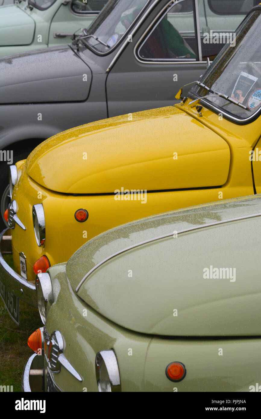 Line-up di classic Fiat 500 autovetture Foto Stock