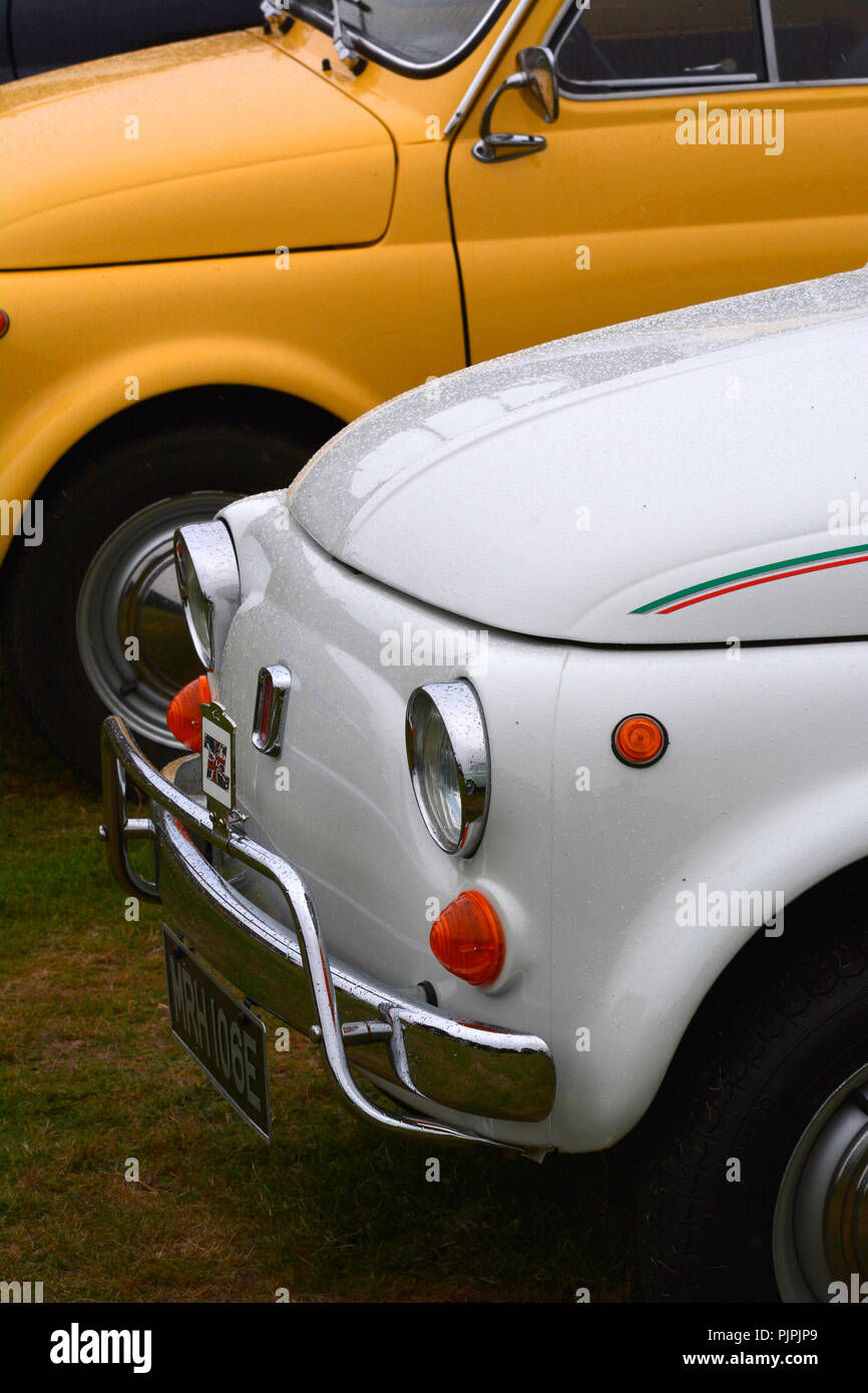 Line-up di classic Fiat 500 autovetture Foto Stock